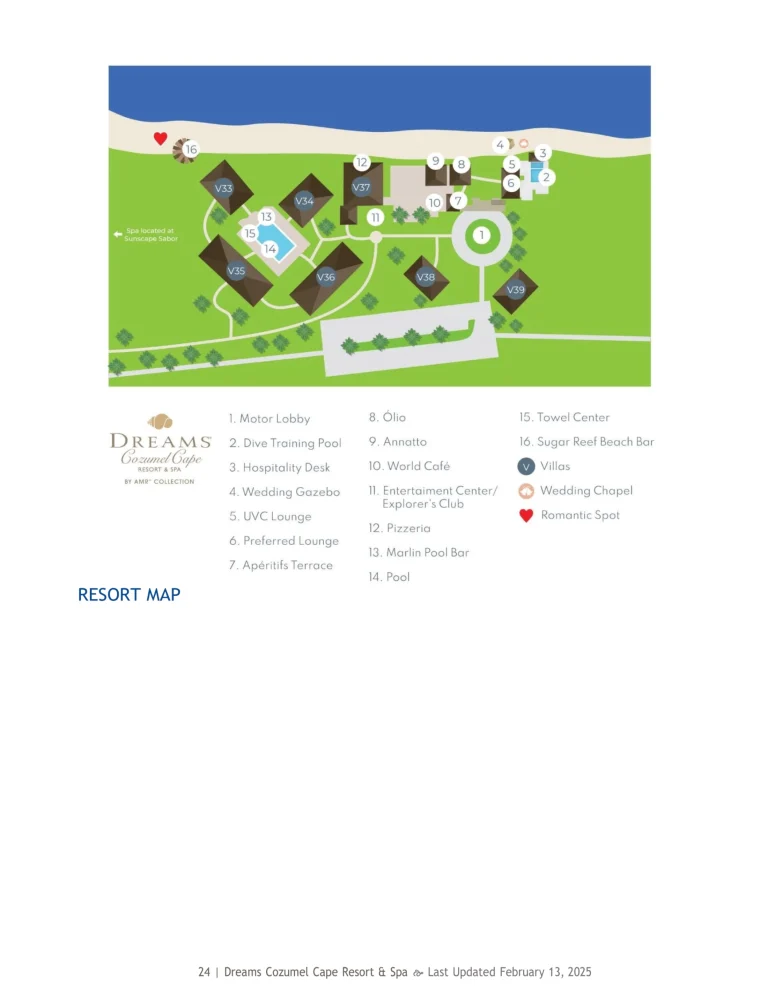 Dreams Cozumel Cape Resort and Spa Map 2025