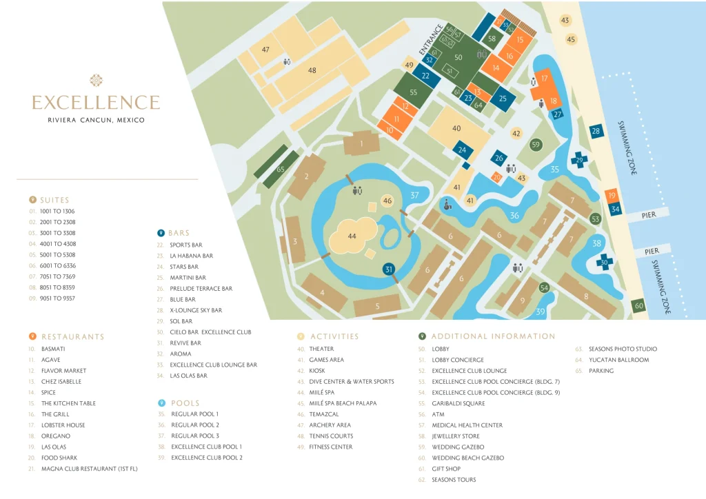Excellence Riviera Cancun Map 2023