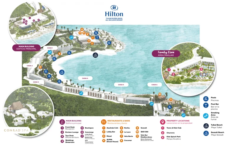 Hilton Tulum Riviera Maya All-Inclusive Resort Map 2025