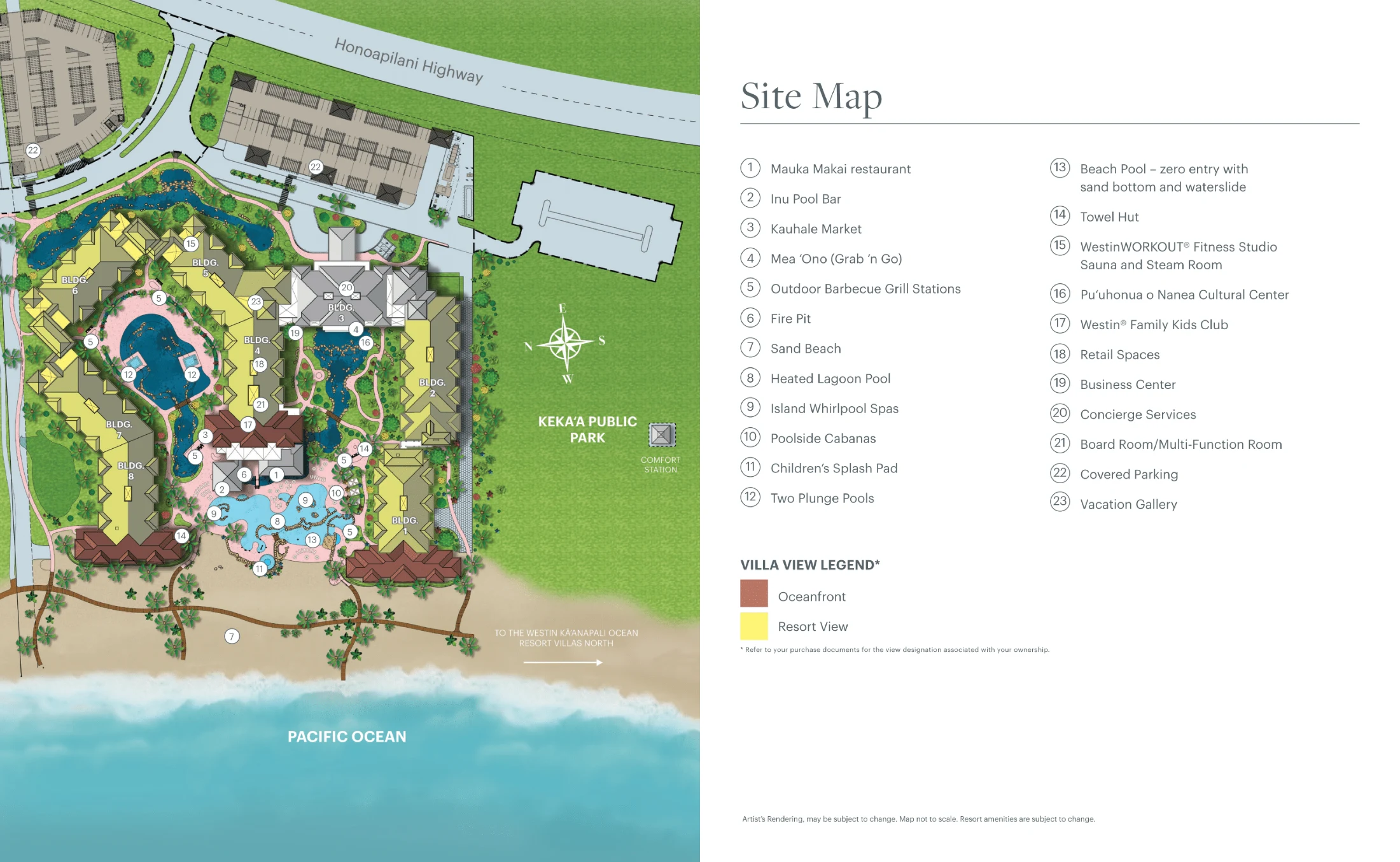 Westin Nanea Ocean Villas Map 2017