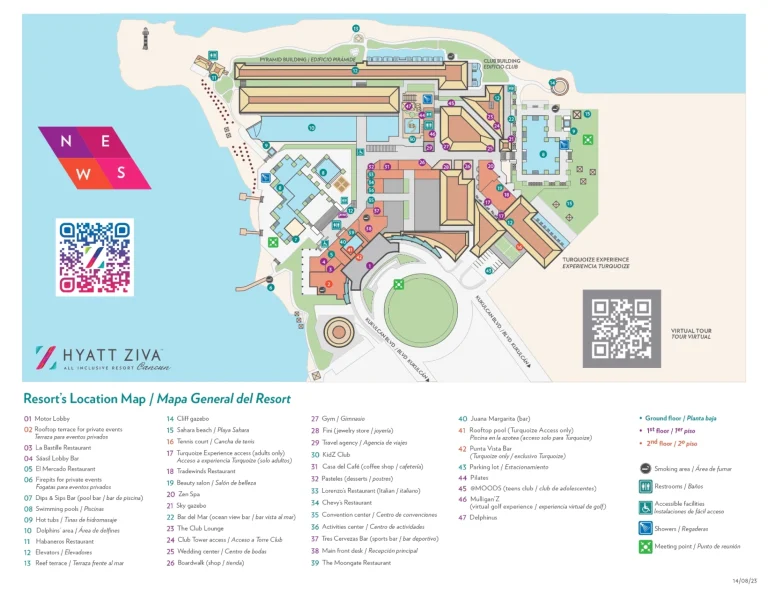 2025 Turquoize at Hyatt Ziva Cancun Map + Printable PDF (Official 2023 Edition)