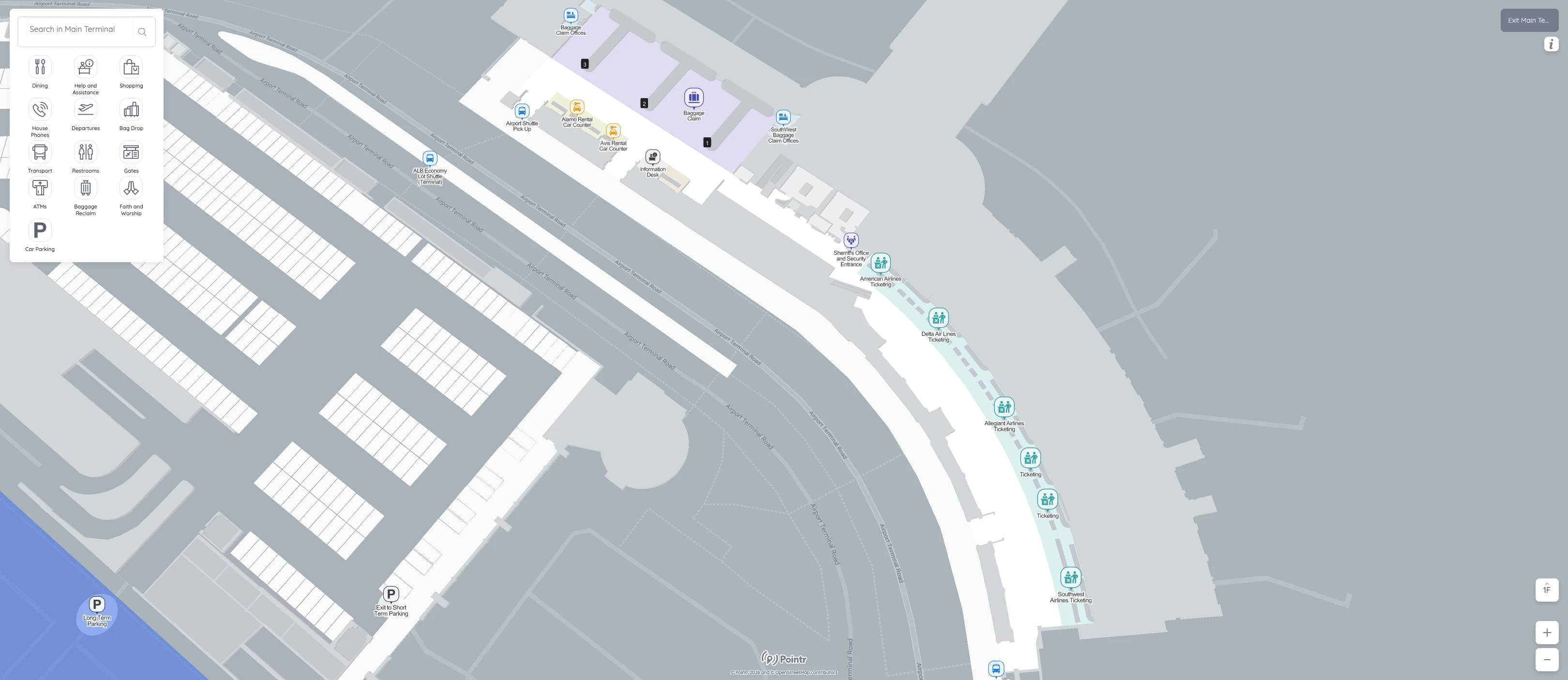 Albany International Airport Level 1 Map 2026