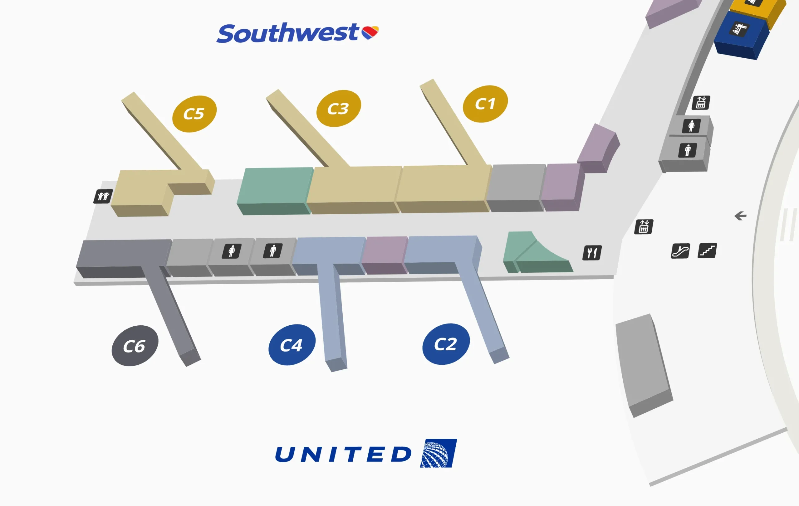 BHM Airport Terminal - Concourse C Upper Level Map 2024
