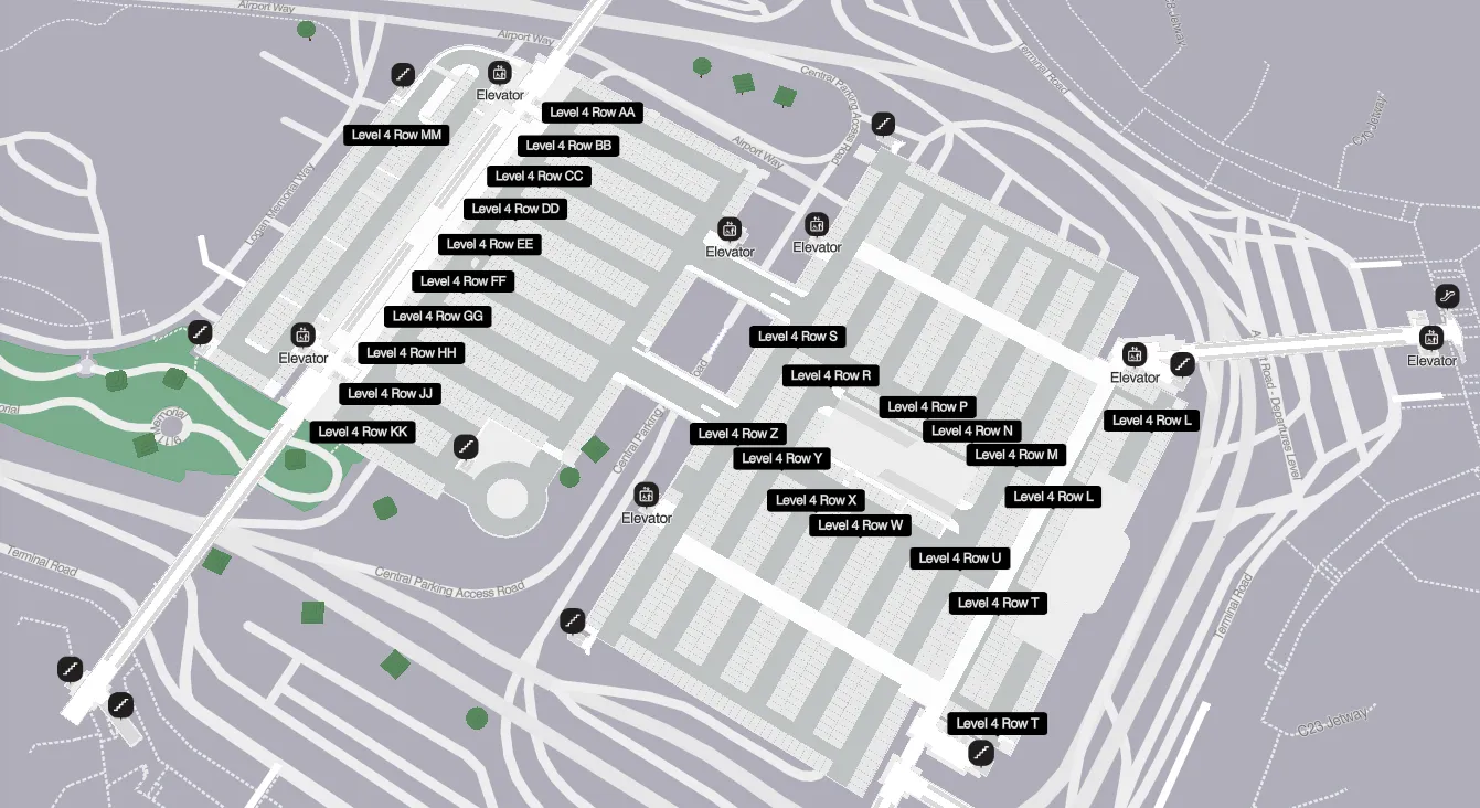 BOS Airport Terminal - Central Parking Level 4 Map 2024