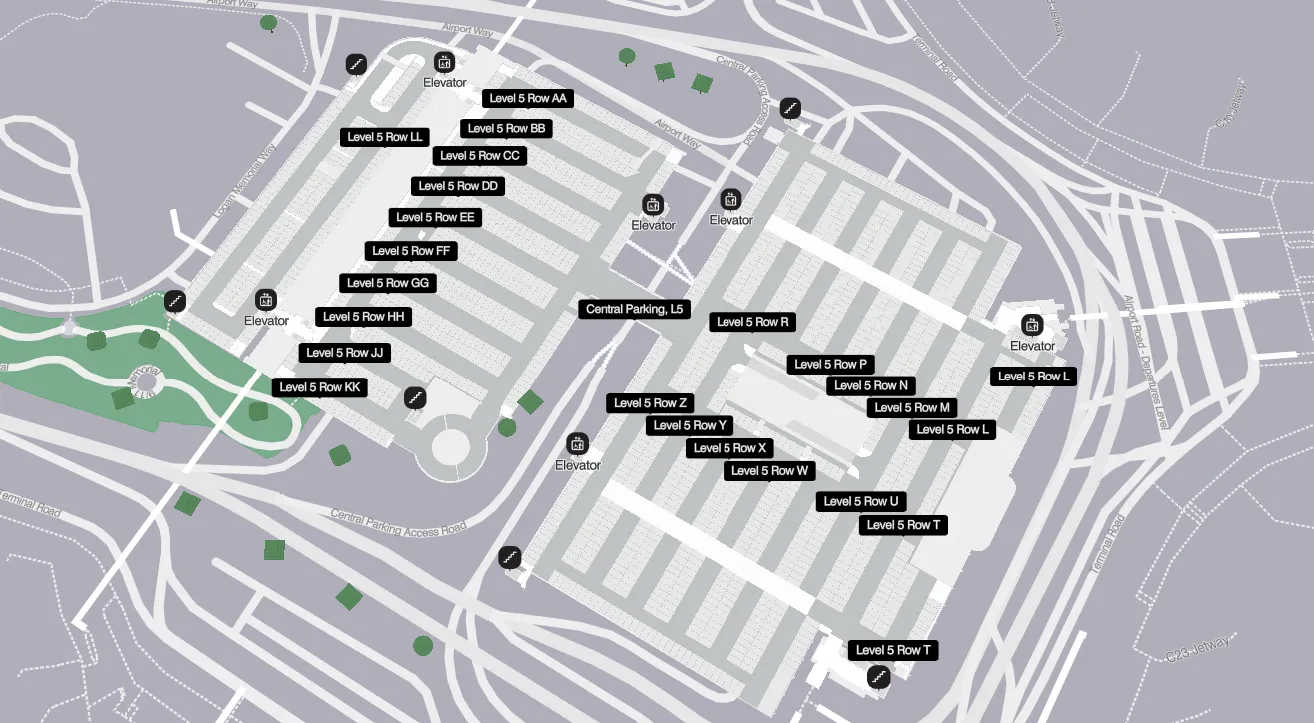 BOS Airport Terminal - Central Parking Level 5 Map 2024