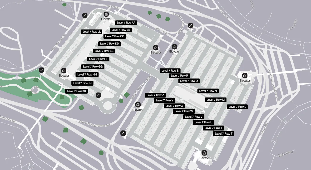 BOS Airport Terminal - Central Parking Level 7 Map 2024