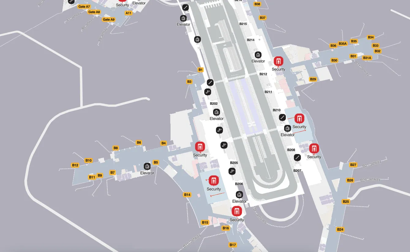 BOS Airport Terminal - Garage B Level 2 Map 2024