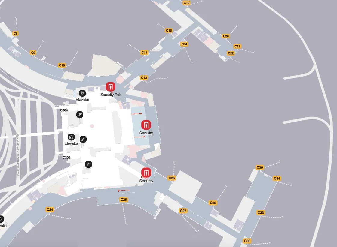 BOS Airport Terminal - Terminal C Level 2 Map 2024