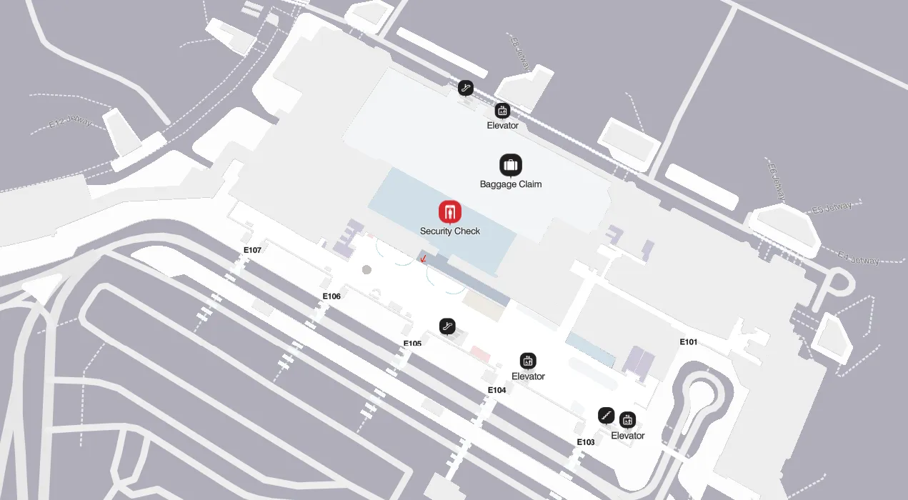 BOS Airport Terminal - Terminal E Level 1 Map 2024