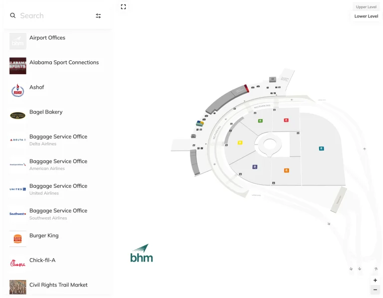 Birmingham-Shuttlesworth International Airport Lower Level Map 2026