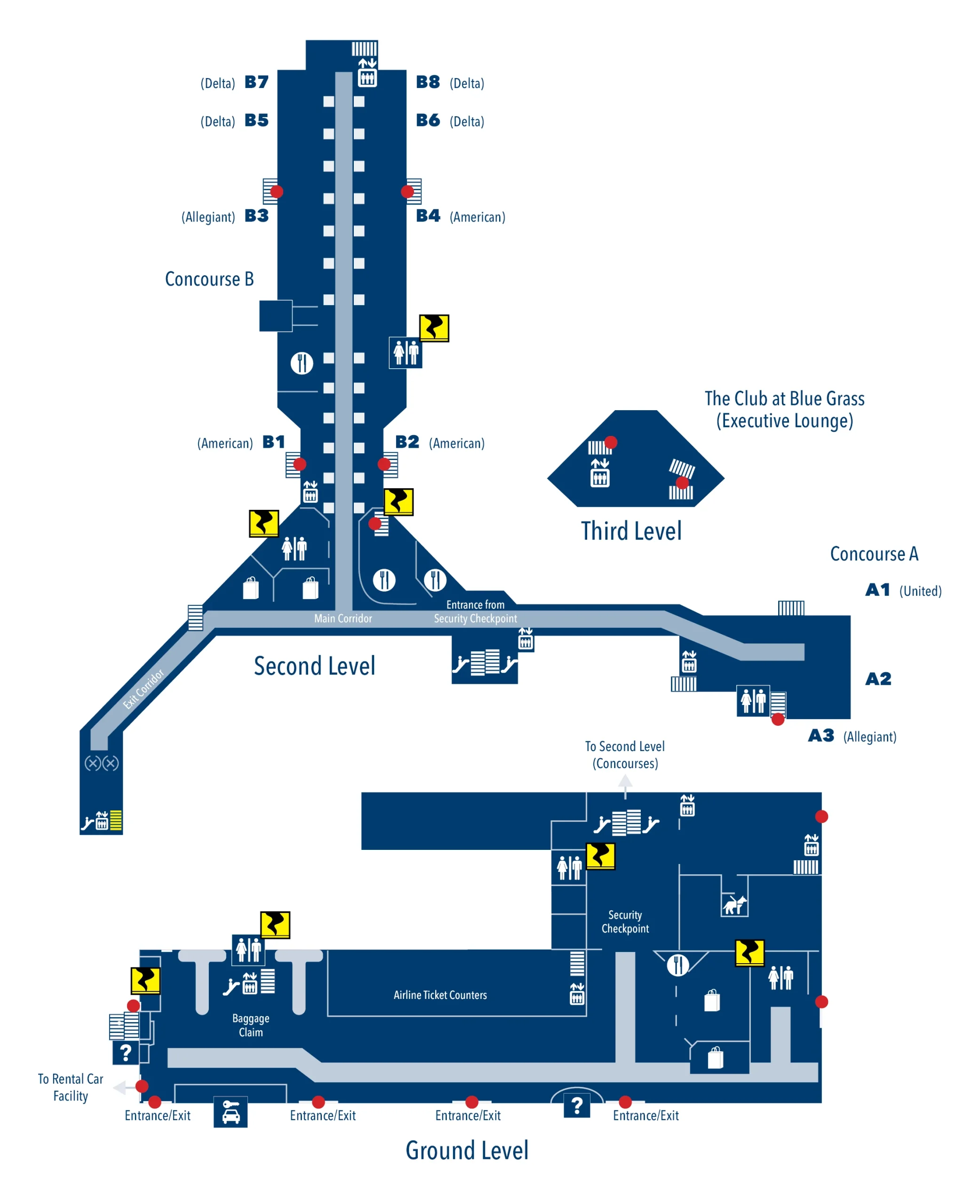 Blue Grass Airport Terminal Map 2025