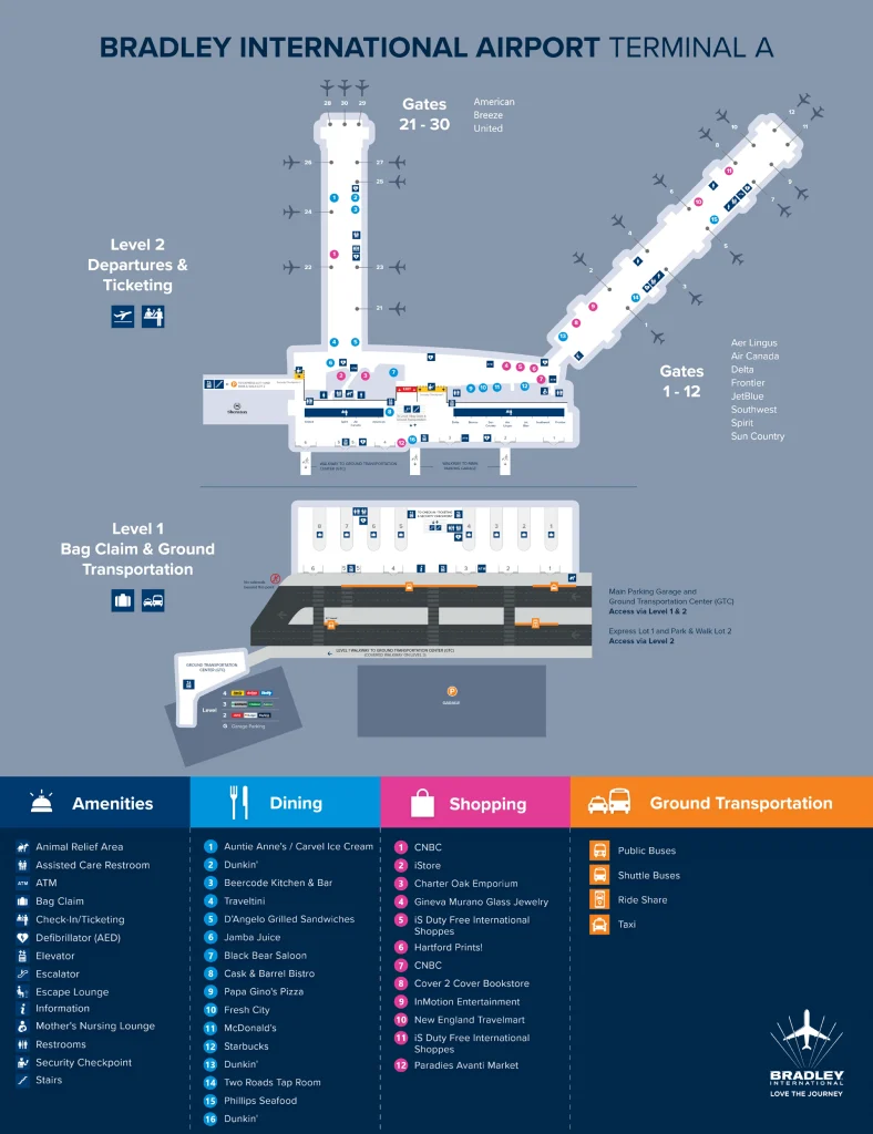 Bradley Airport Map Most Up To Date All Maps Bradley Airport Map 2026