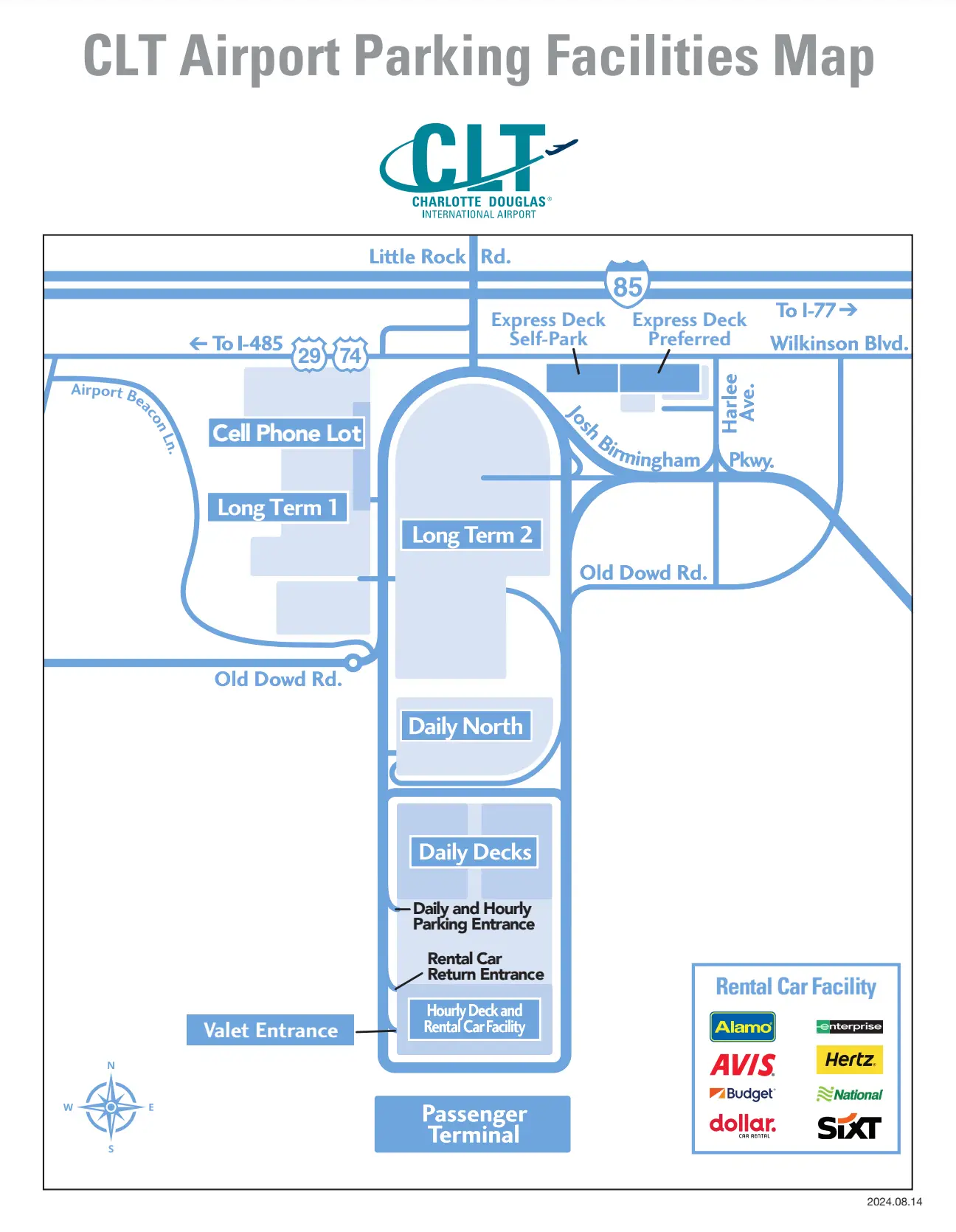 CLT Airport Terminal Parking Facilities Map 2024