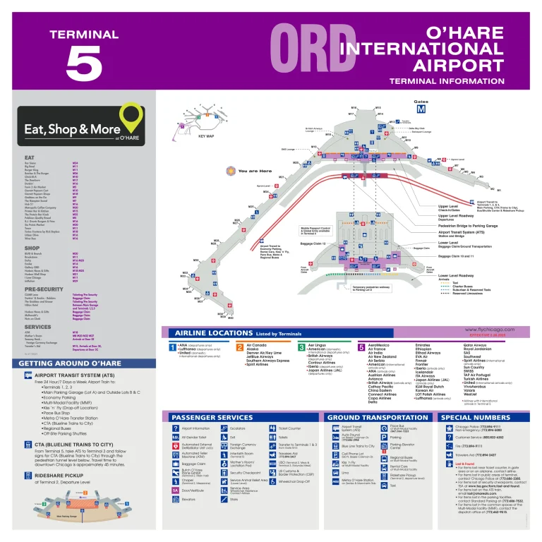 Chicago O'Hare International Airport Terminal 5 Map 2025