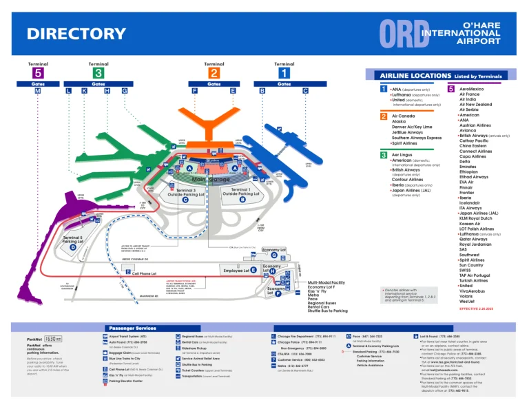 Chicago O'Hare International Airport Terminal Map 2025