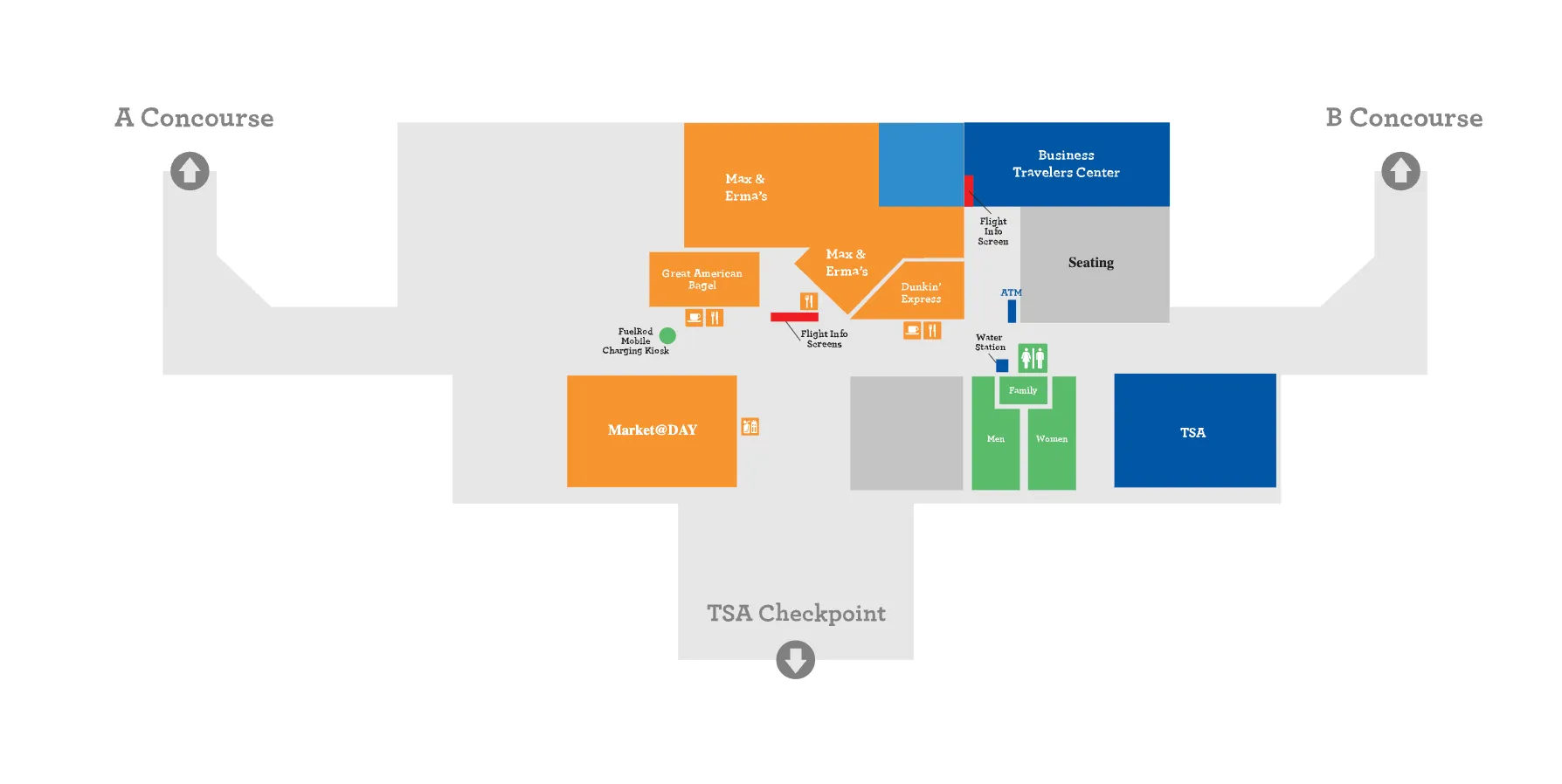 Dayton Airport Terminal - Services Area Map 2024