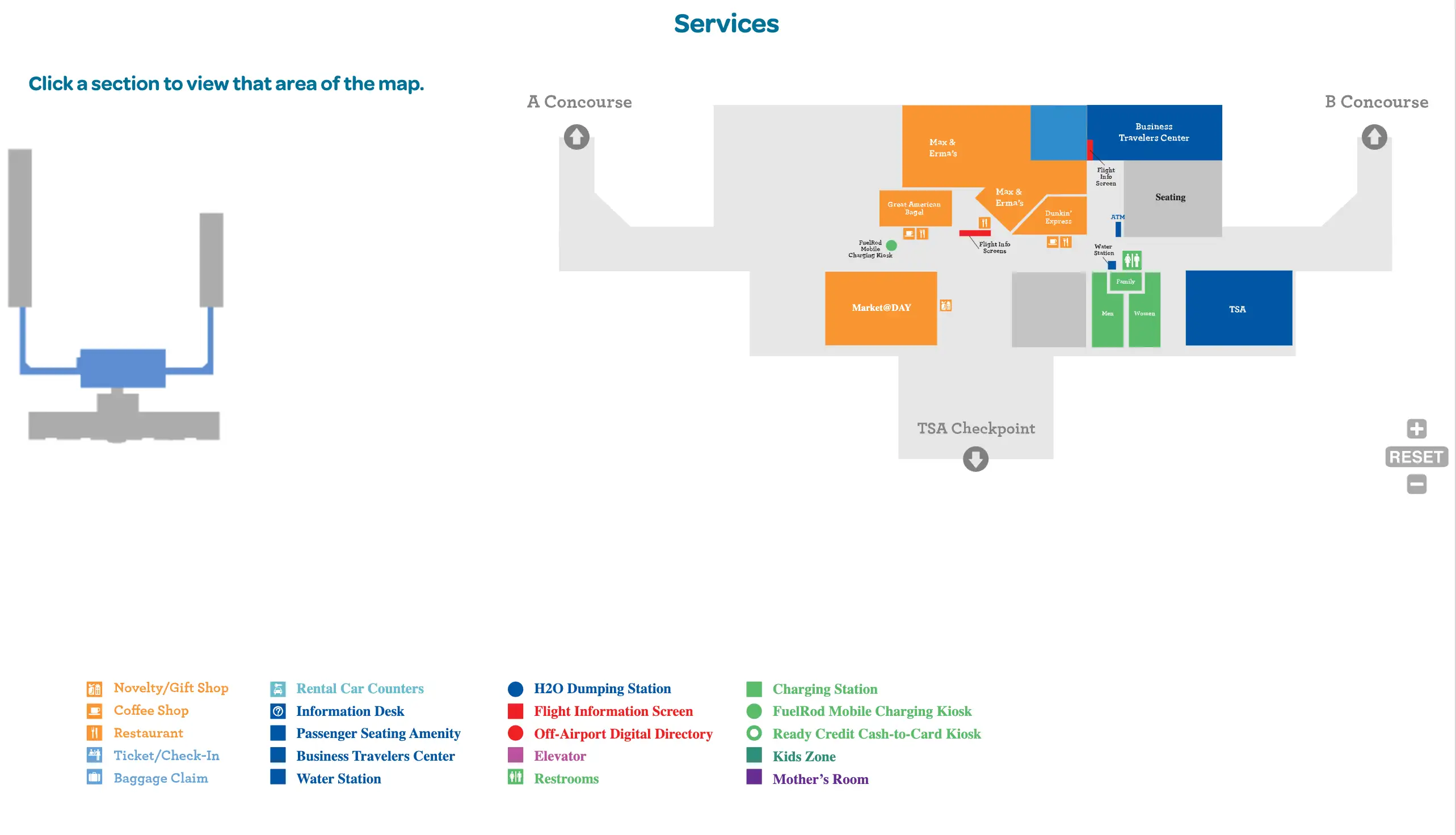 Dayton International Airport Services Map 2026