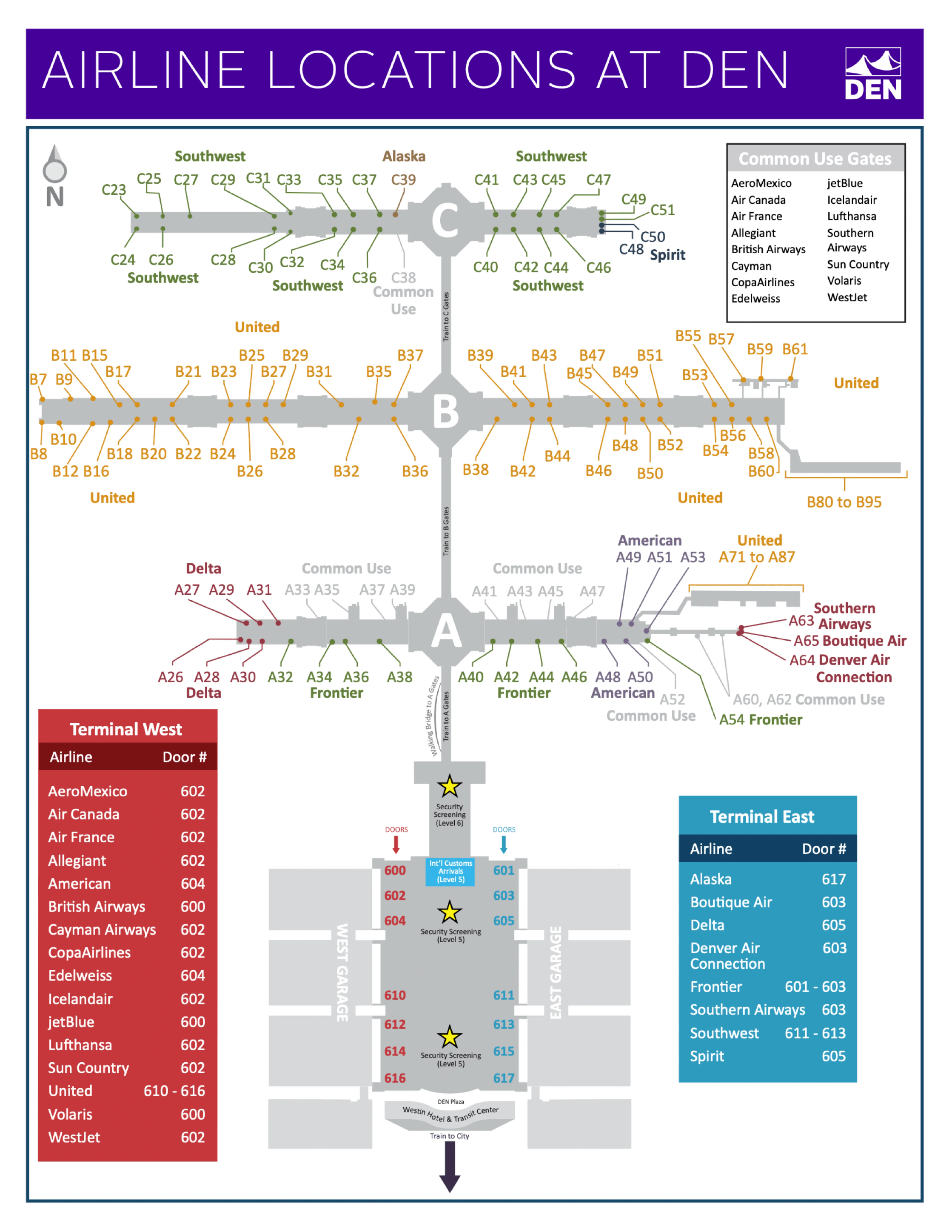 Denver International Airport Airlines Location Map 2025