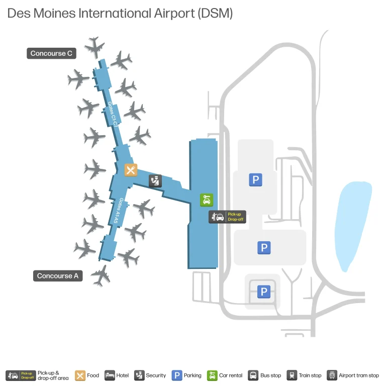 Des Moines International Airport Map 2026