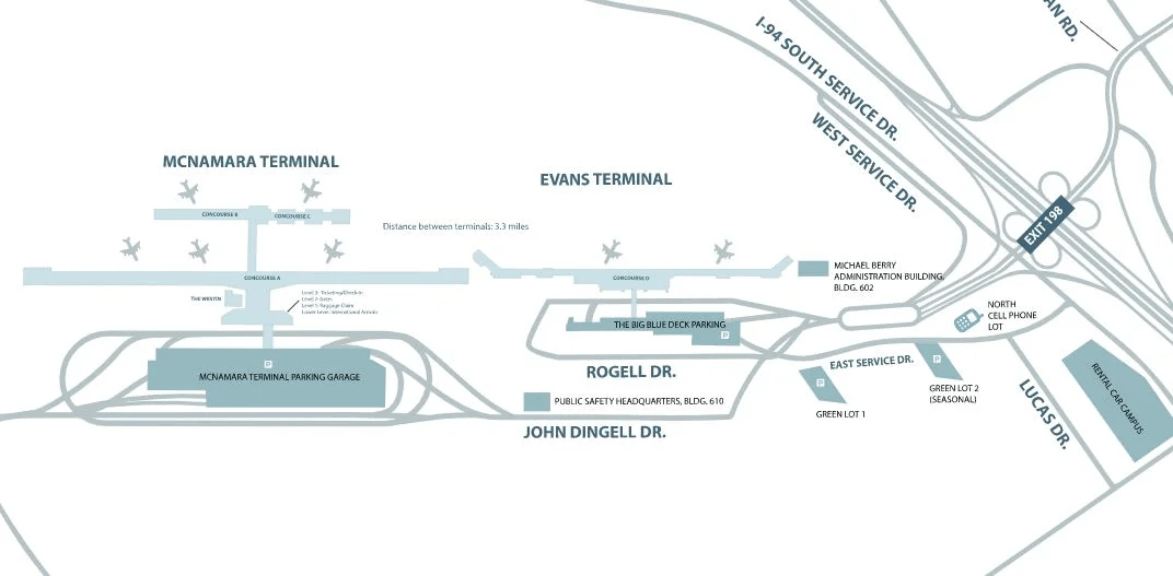 Detroit Metropolitan Airport Map 2022