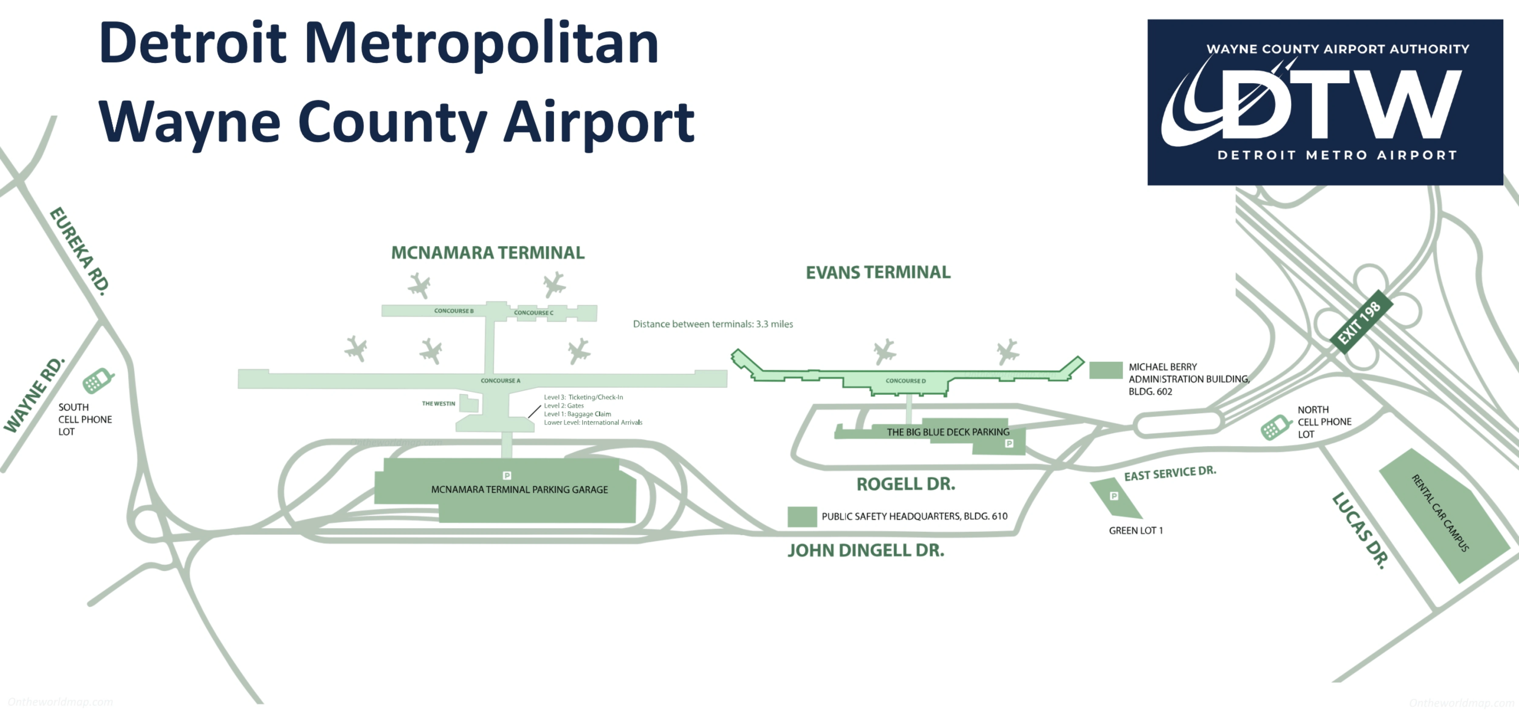 Detroit Metropolitan Airport Map 2025