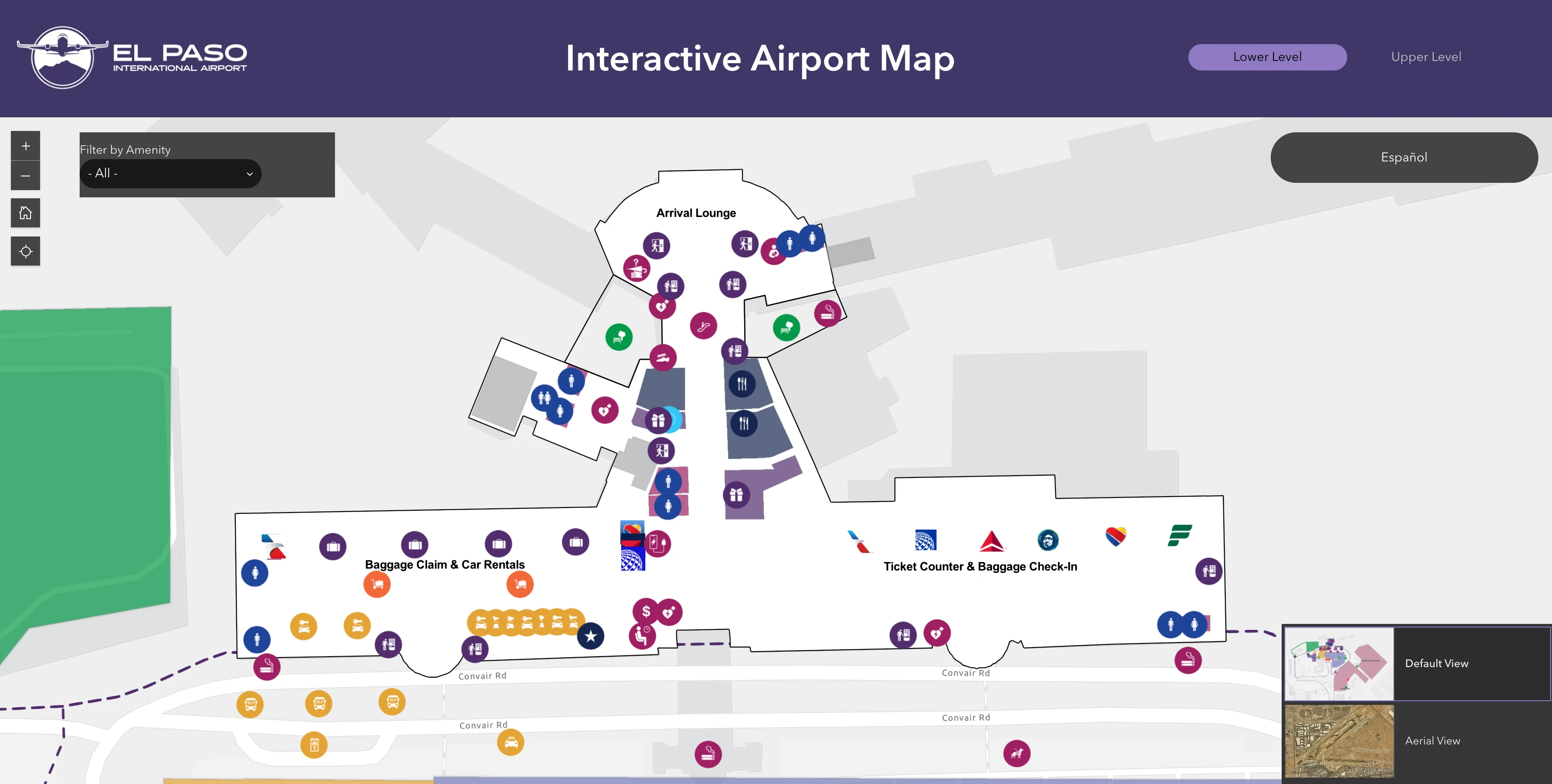 El Paso International Airport Lower Level Map 2026