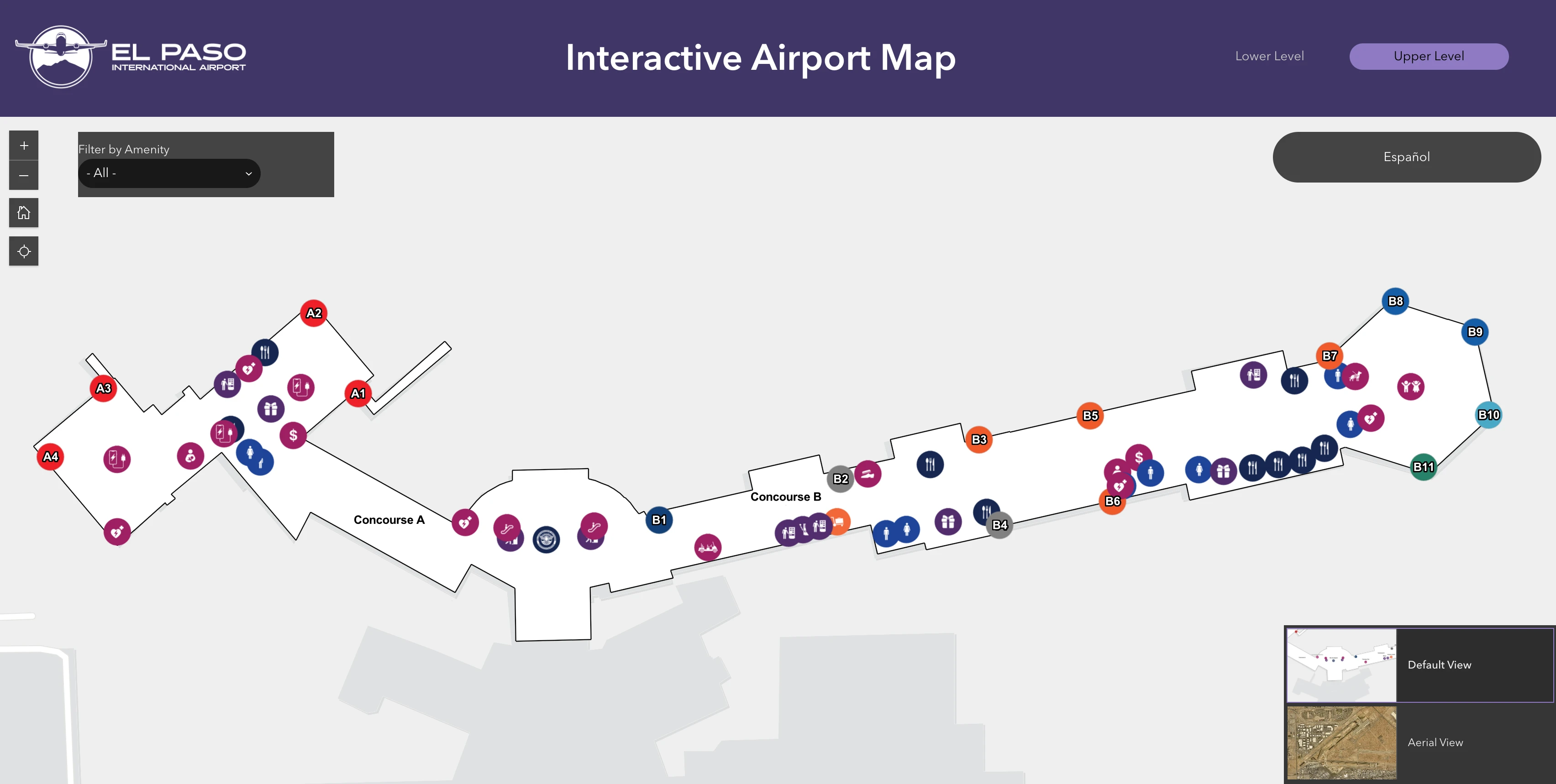 El Paso International Airport Upper Level Map 2026