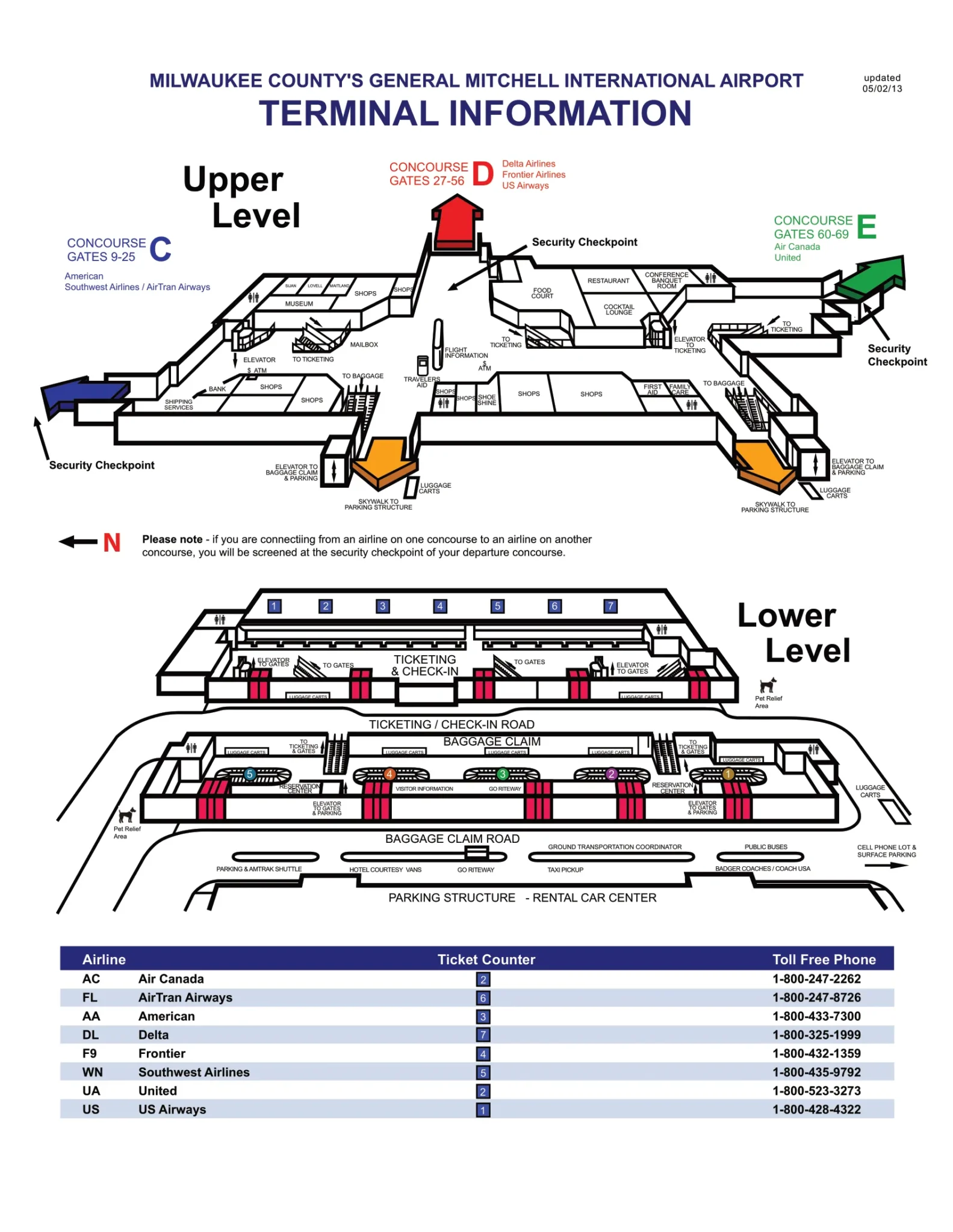 General Mitchell International Airport Map 2013