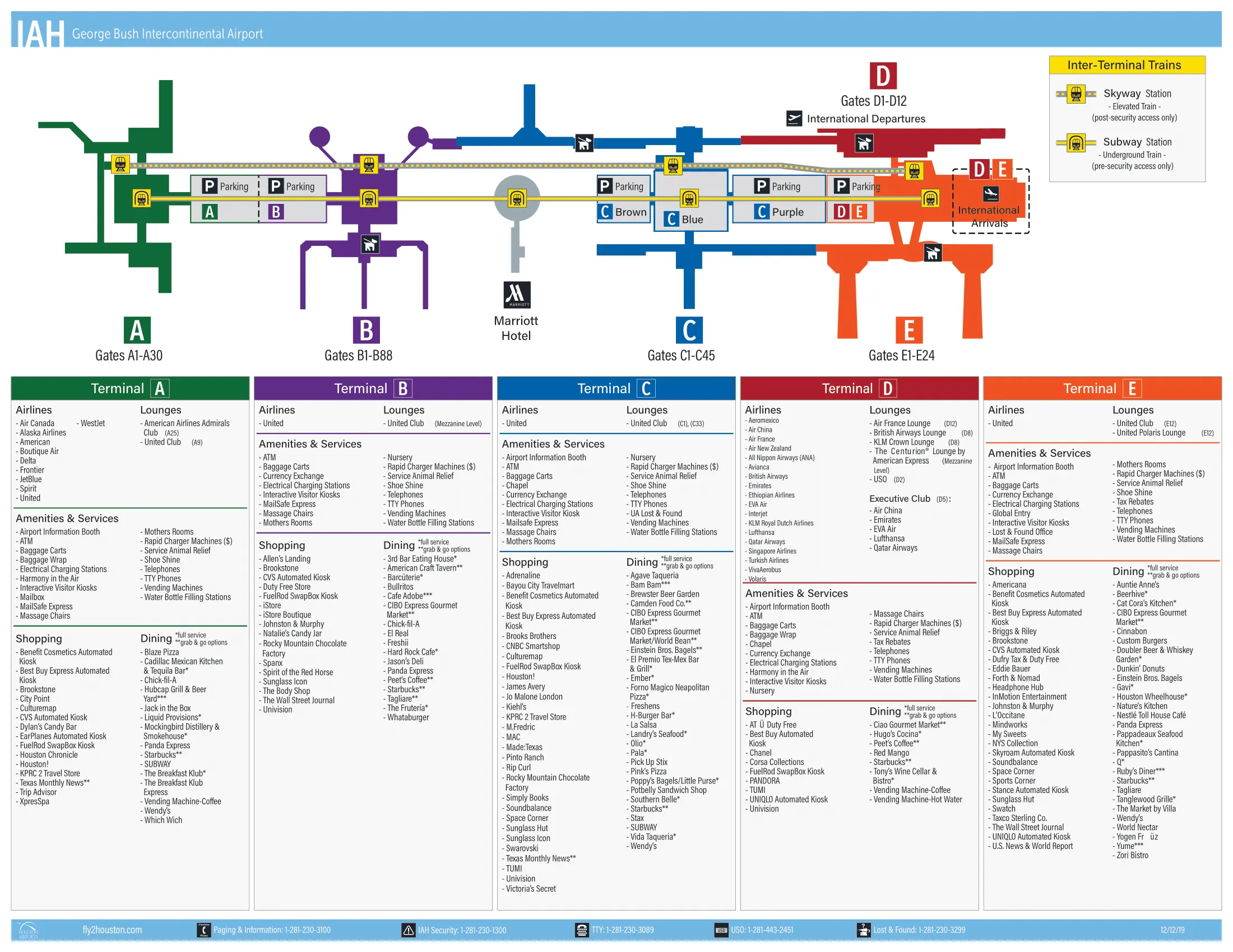 George Bush Intercontinental Airport Map 2019
