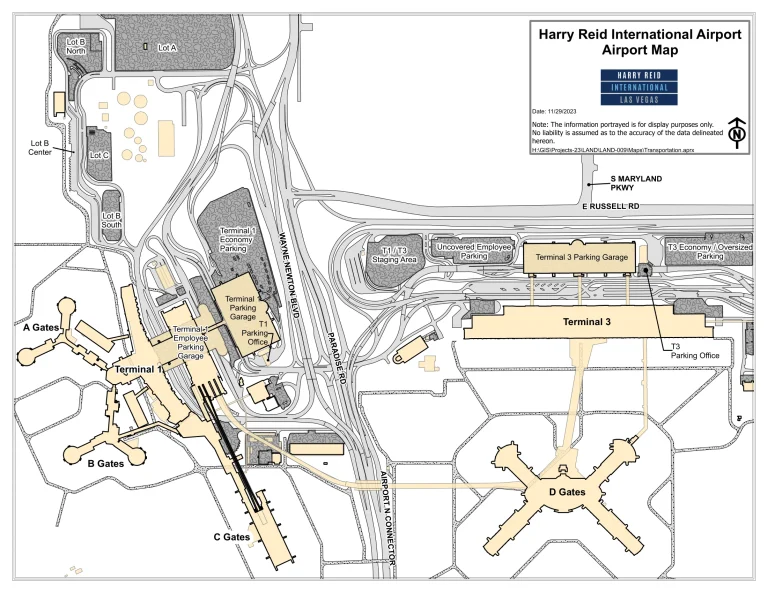 Harry Reid International Airport Terminal Map 2023-2025