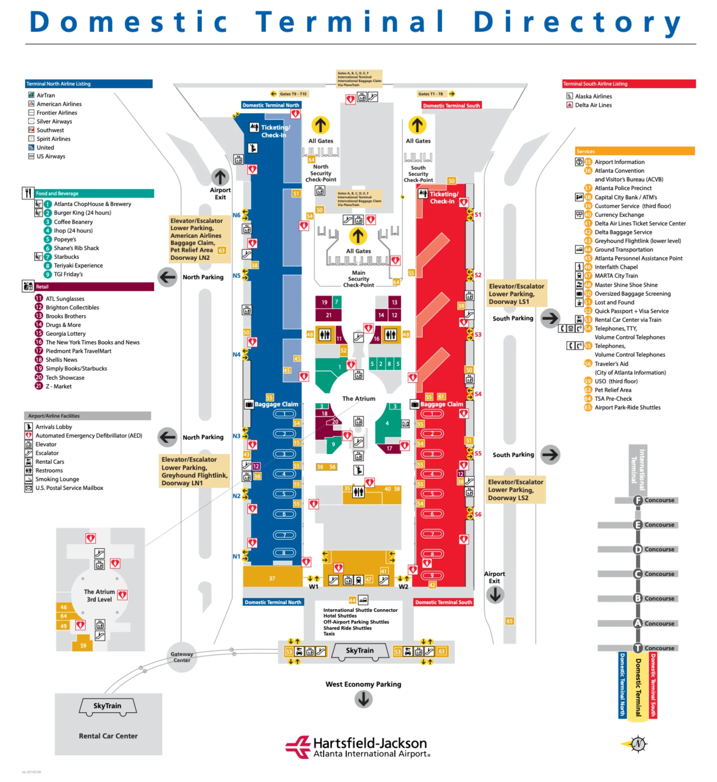 Hartsfield Jackson Atlanta International Airport Domestic Terminal Map 2014
