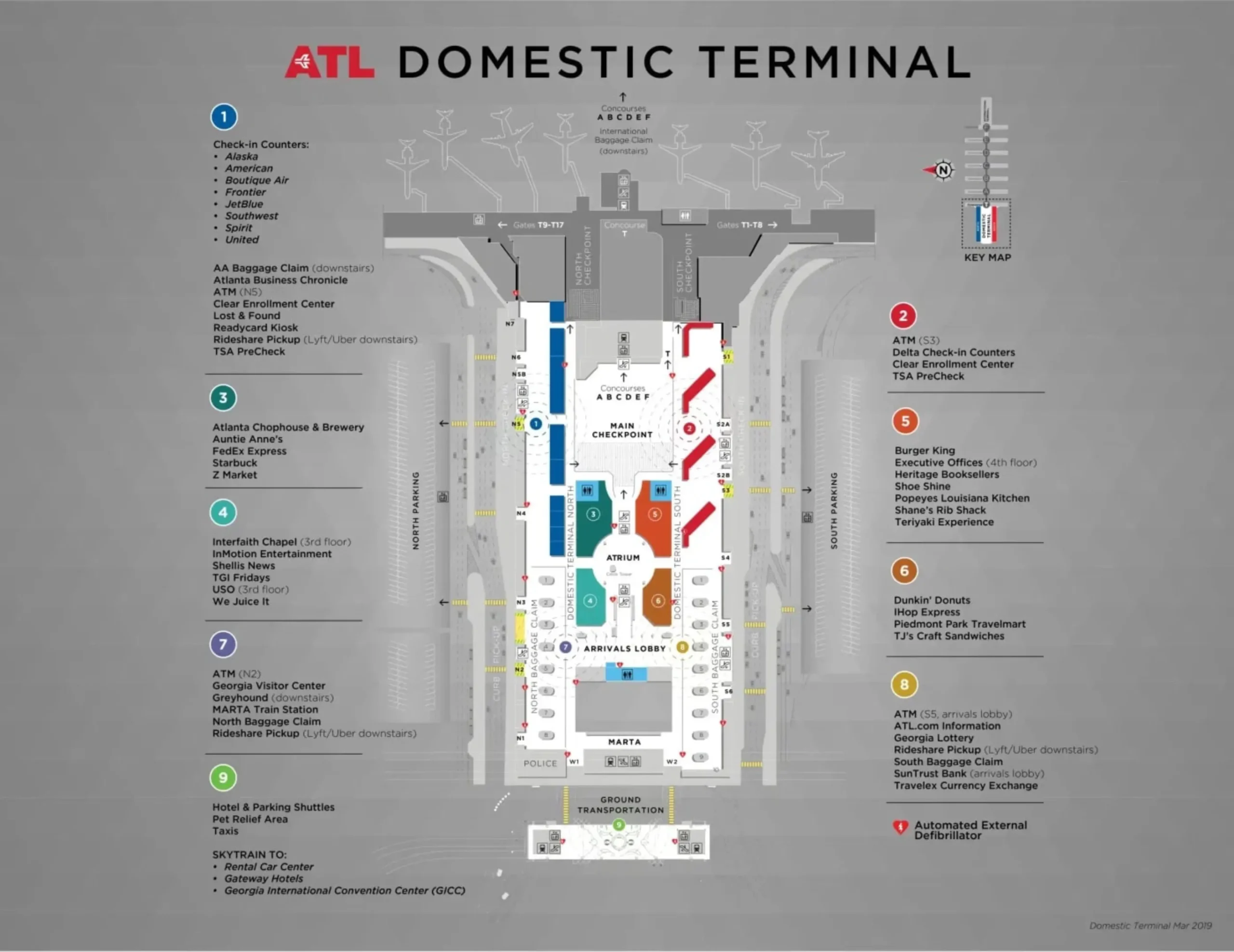 Hartsfield Jackson Atlanta International Airport Domestic Terminal Map 2019
