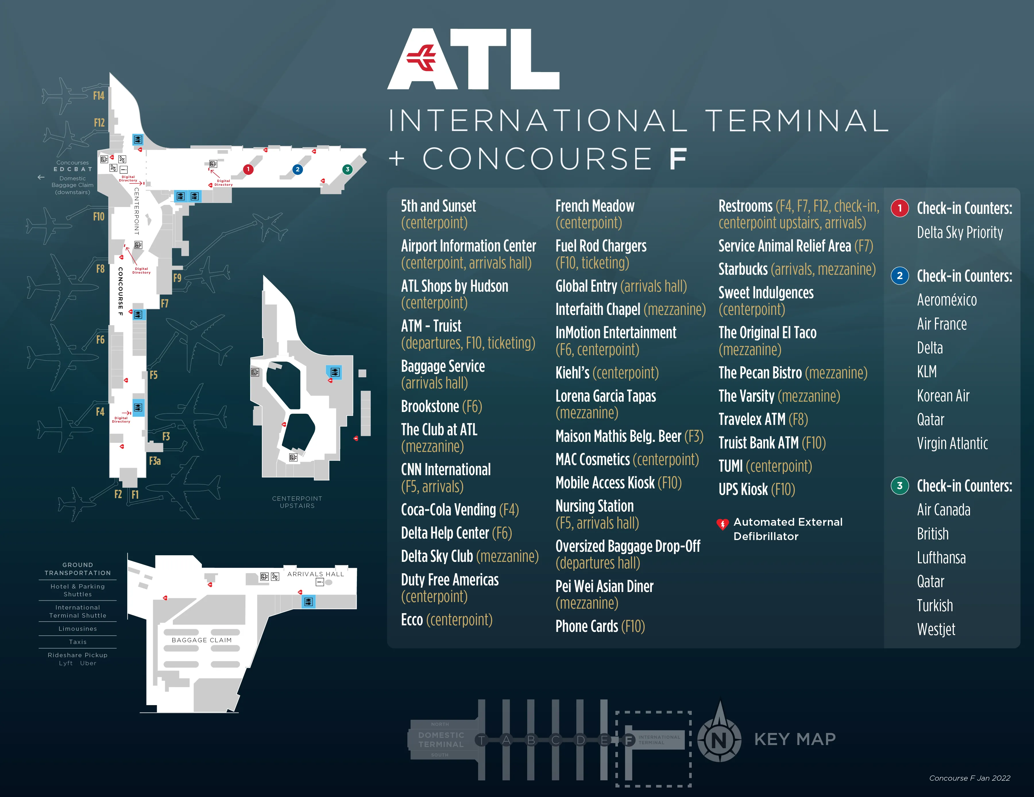 Hartsfield-Jackson Atlanta International Airport International Terminal Map 2022-2025