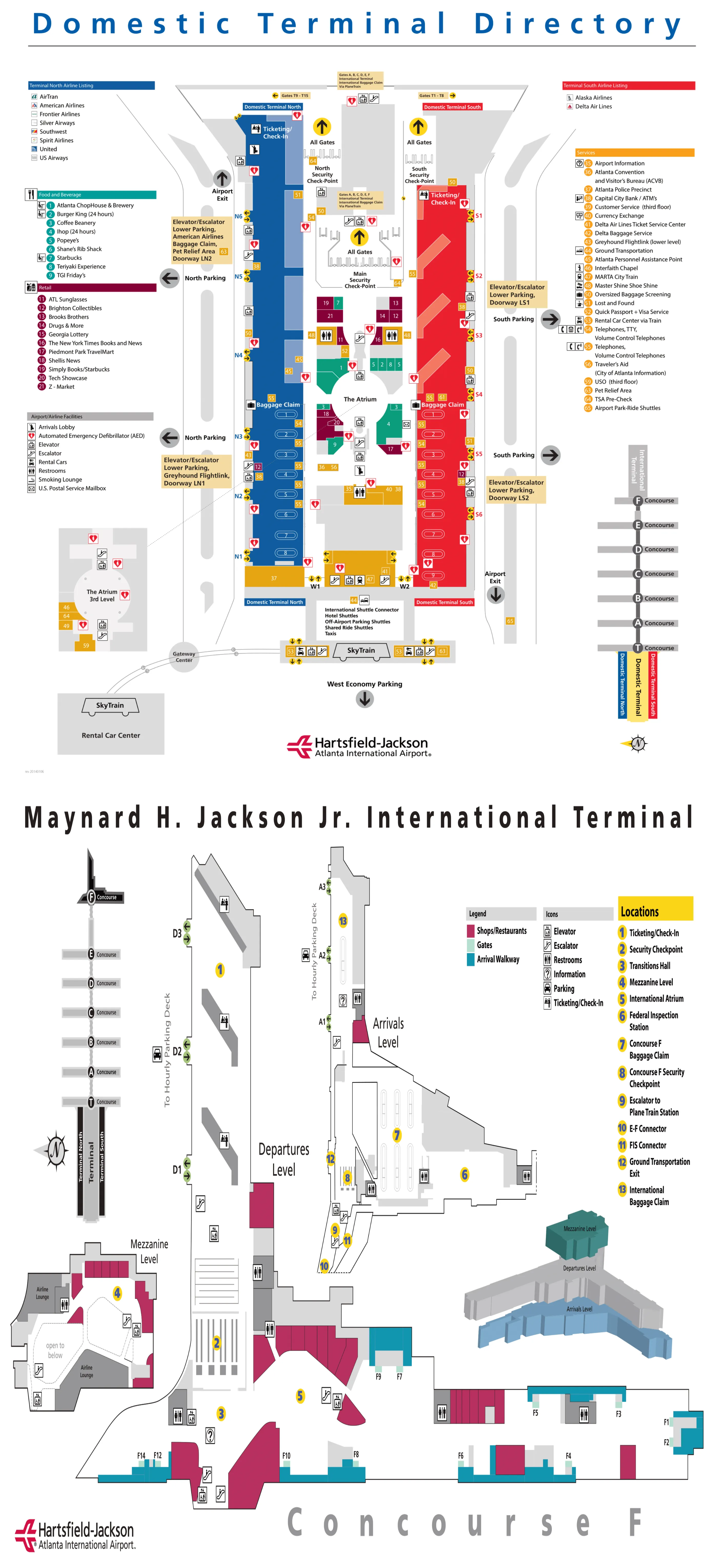 Hartsfield-Jackson Atlanta International Airport Terminal Map 2013