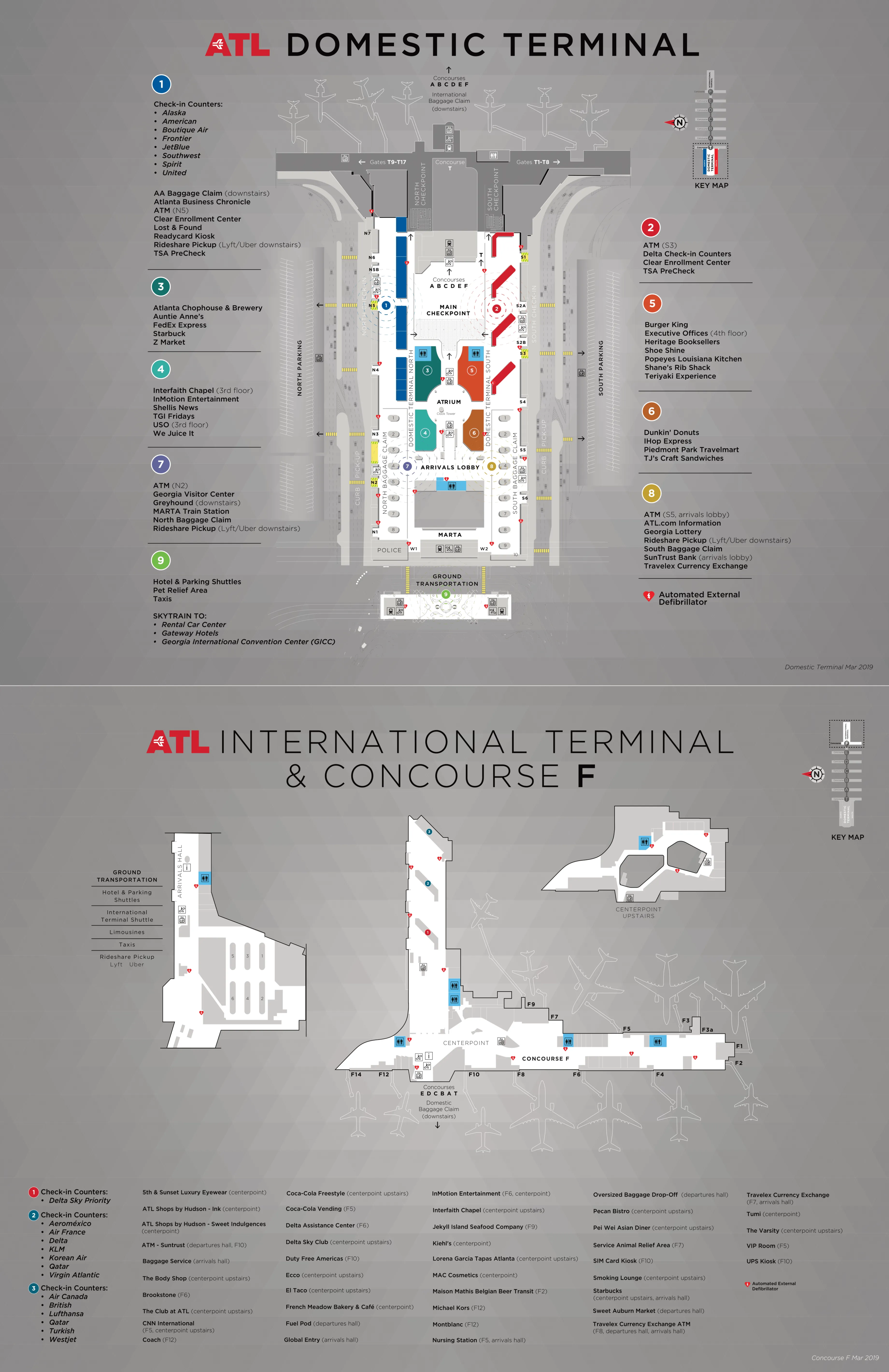 Hartsfield-Jackson Atlanta International Airport Terminal Map 2019