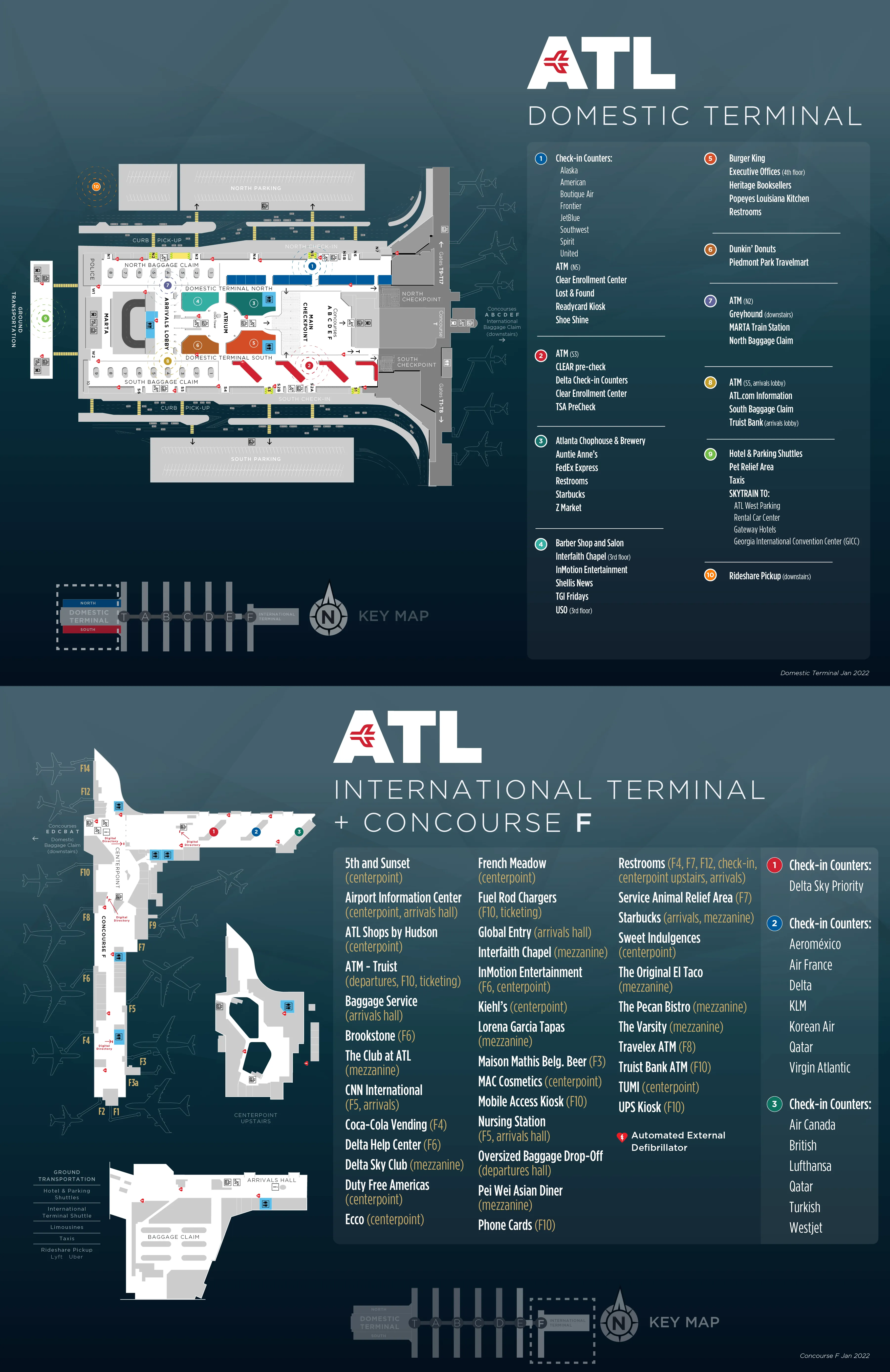 Hartsfield-Jackson Atlanta International Airport Terminal Map 2022-2025
