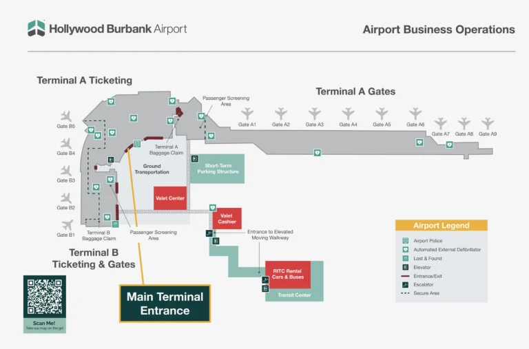 Hollywood Burbank Airport Terminal A B Map 2026