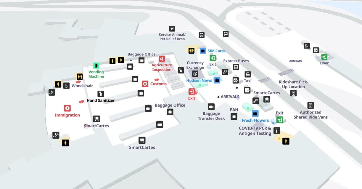 JFK Airport Terminal 1 - Arrivals Map 2024