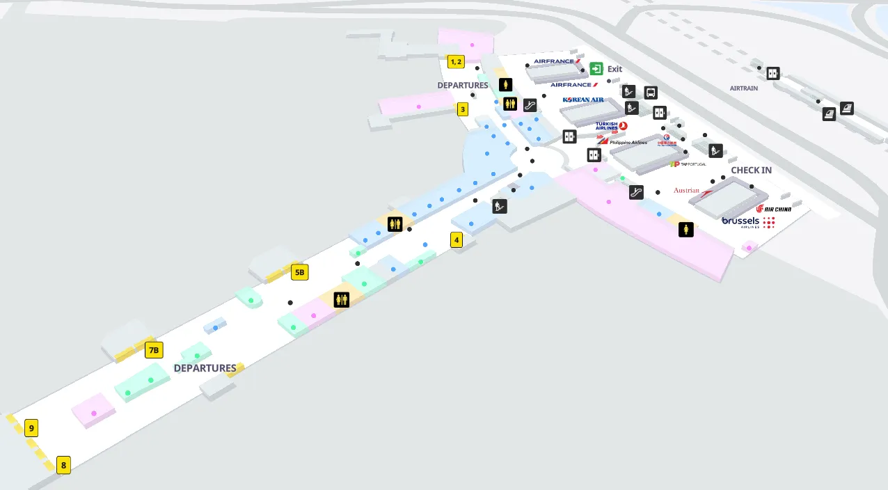 JFK Airport Terminal 1 - Departures/Check-In Map 2024