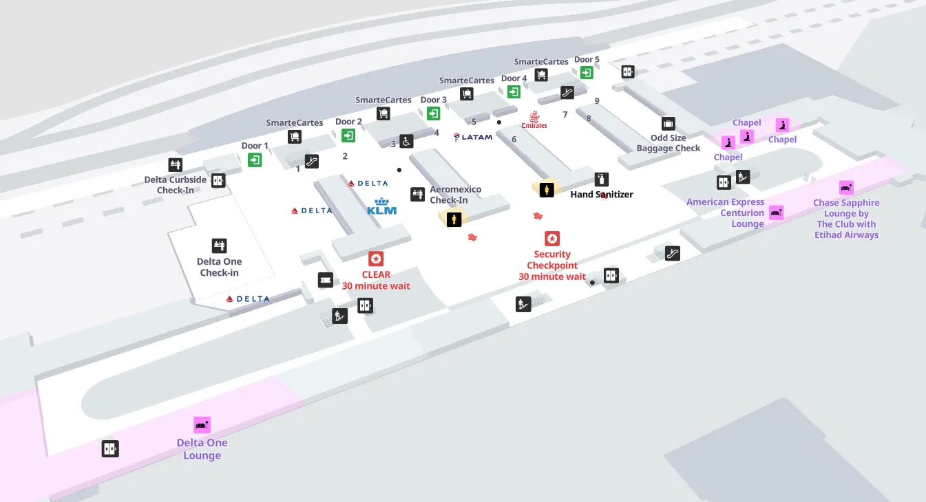JFK Airport Terminal 4 - Check-In/Departure Hall Map 2024