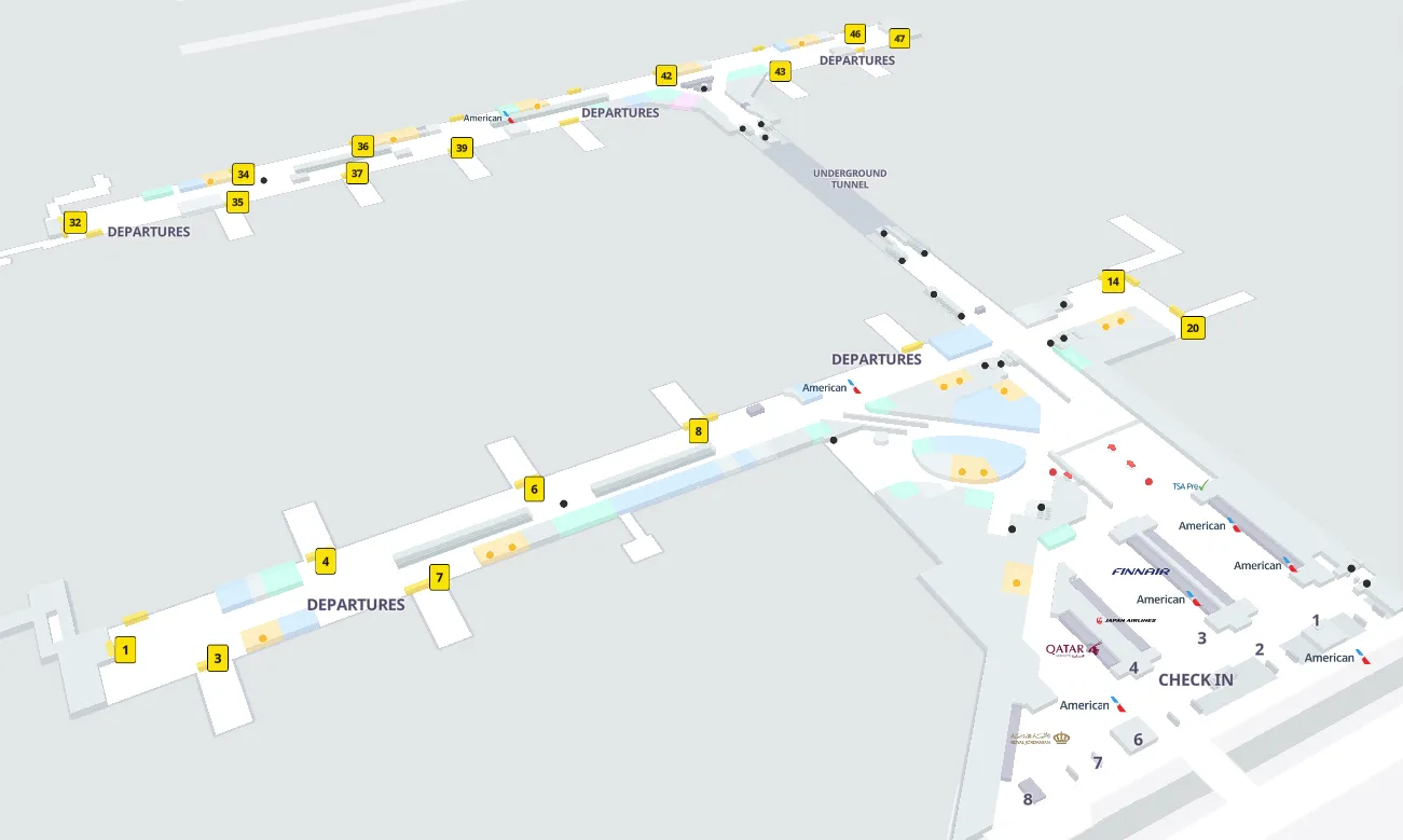 JFK Airport Terminal 8 - Departures/Check-In Map 2024