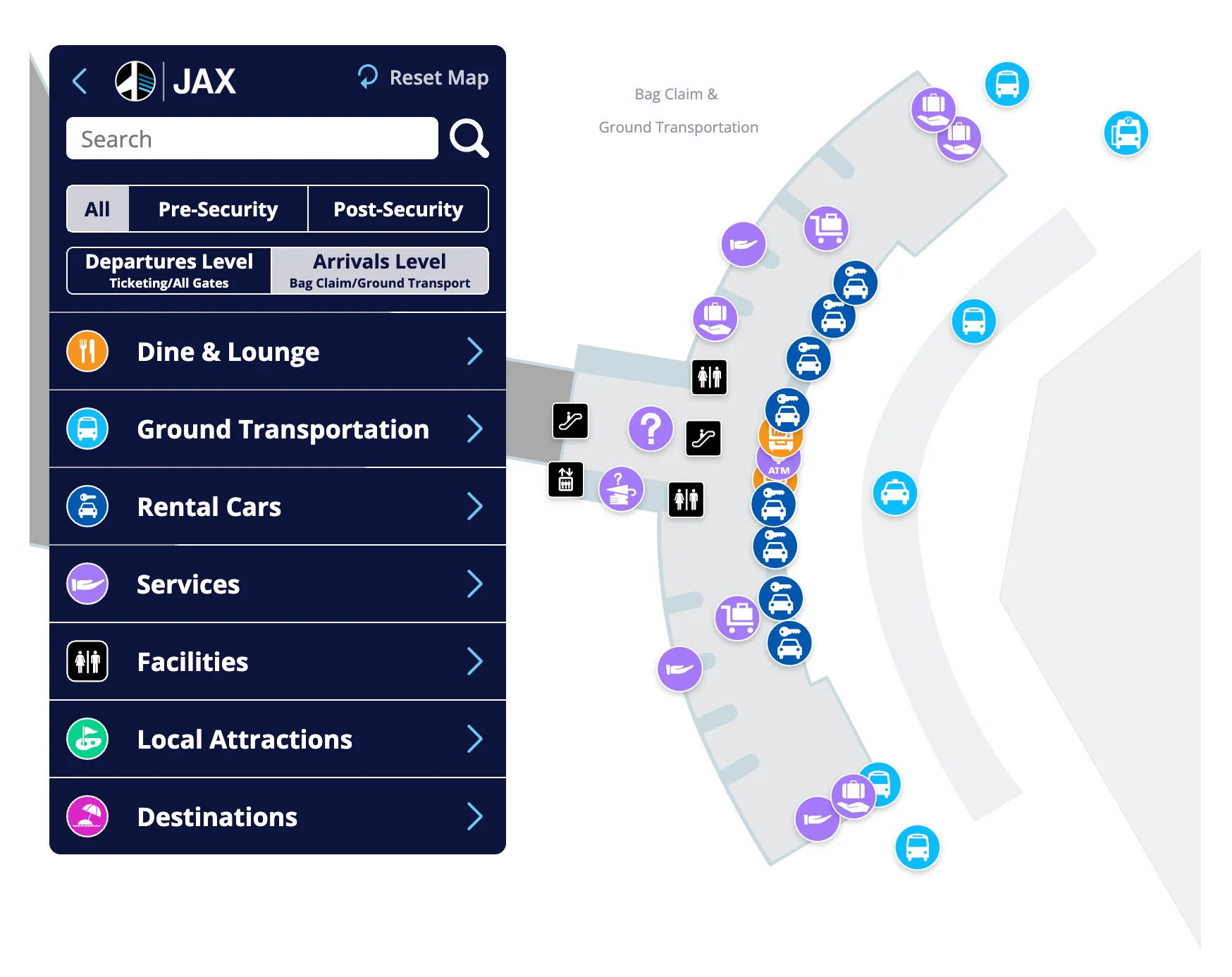 Jacksonville International Airport Arrival Level Map 2026