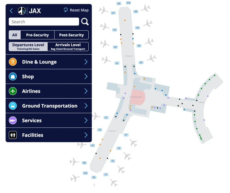Jacksonville International Airport Departure Level Map 2026