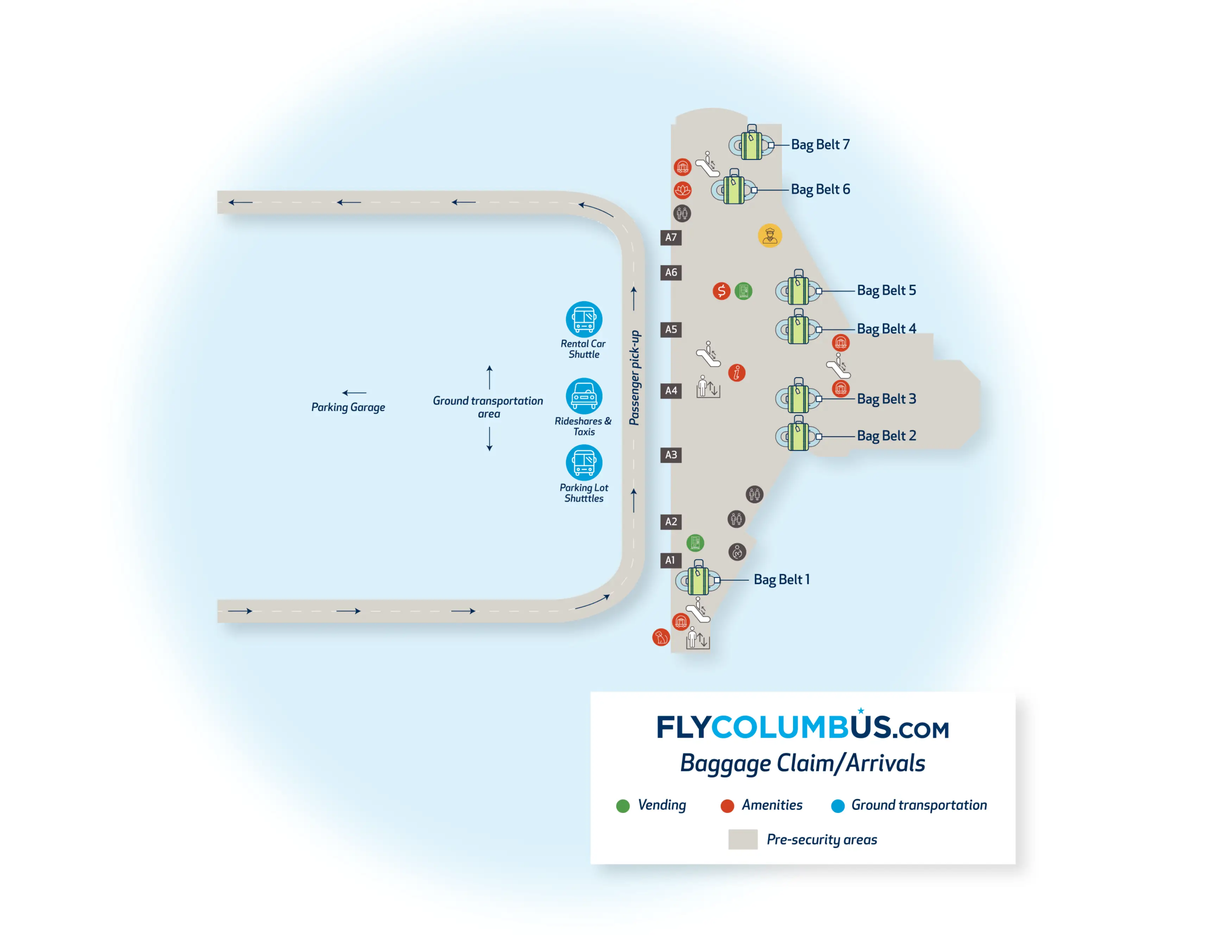 John Glenn Columbus International Airport Arrivals Map 2025