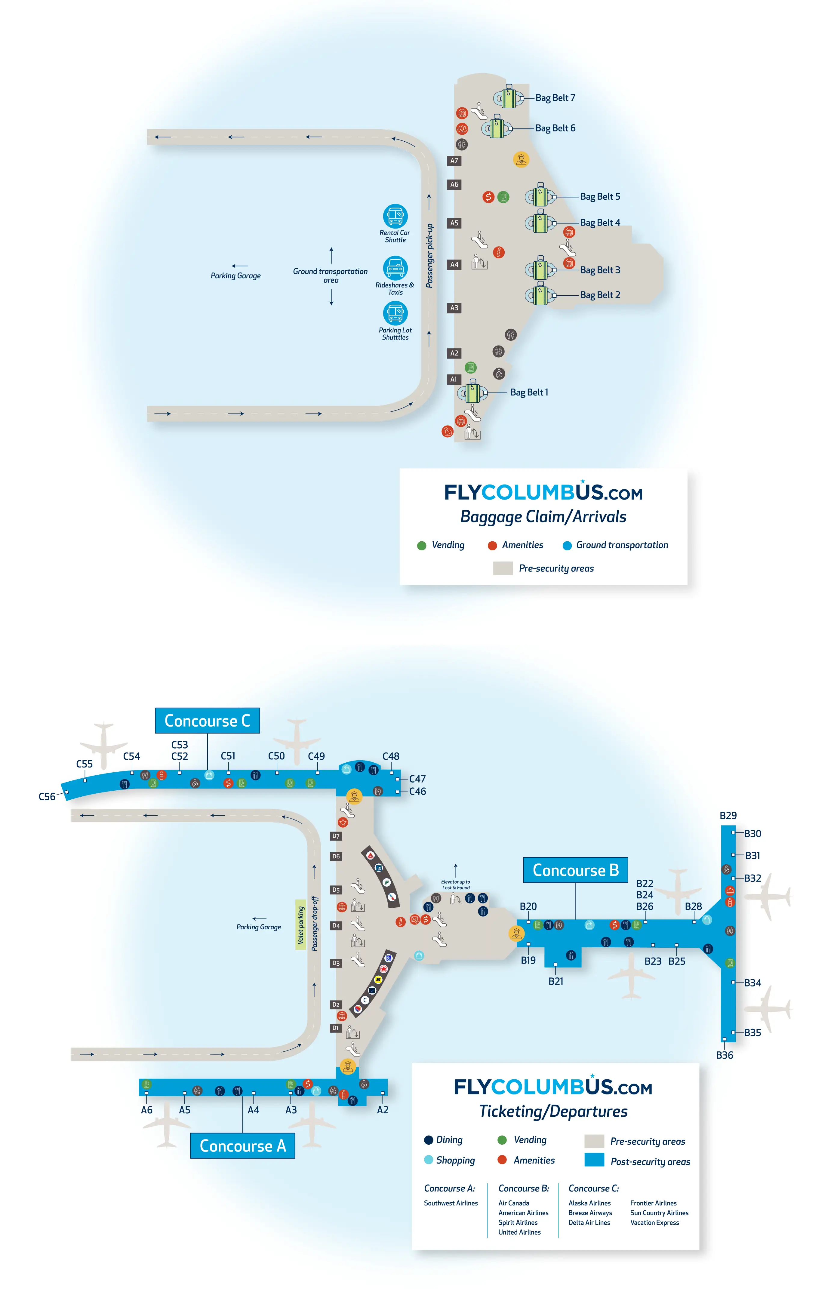 John Glenn Columbus International Airport Map 2025