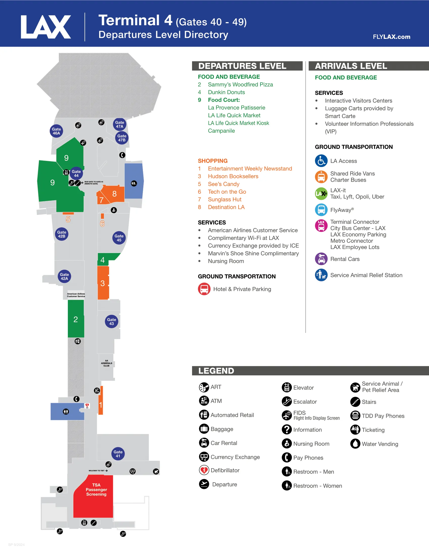 LAX Airport Terminal 4 (Gates 40 - 49) Map 2024