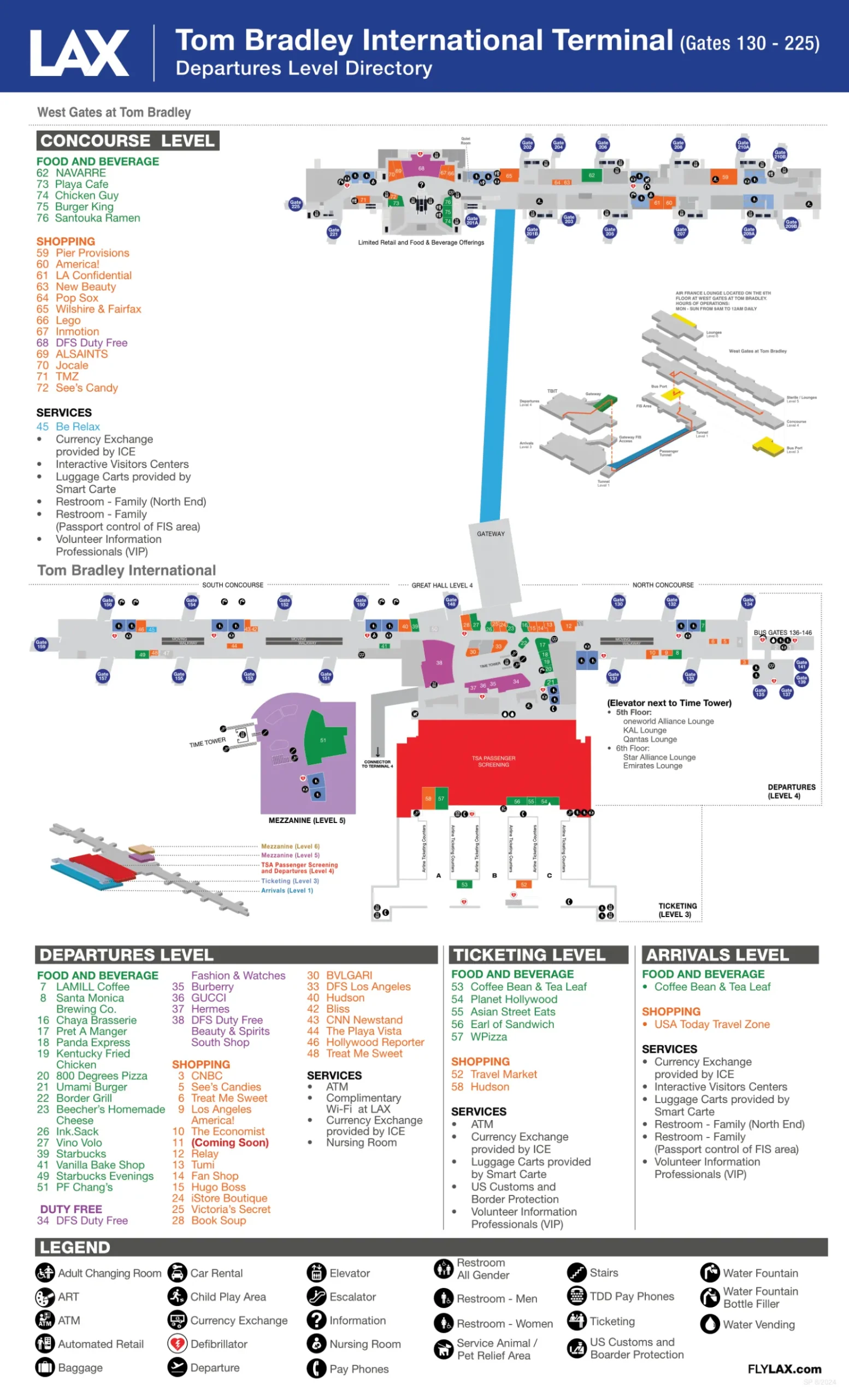 LAX Airport Tom Bradley International Map 2024