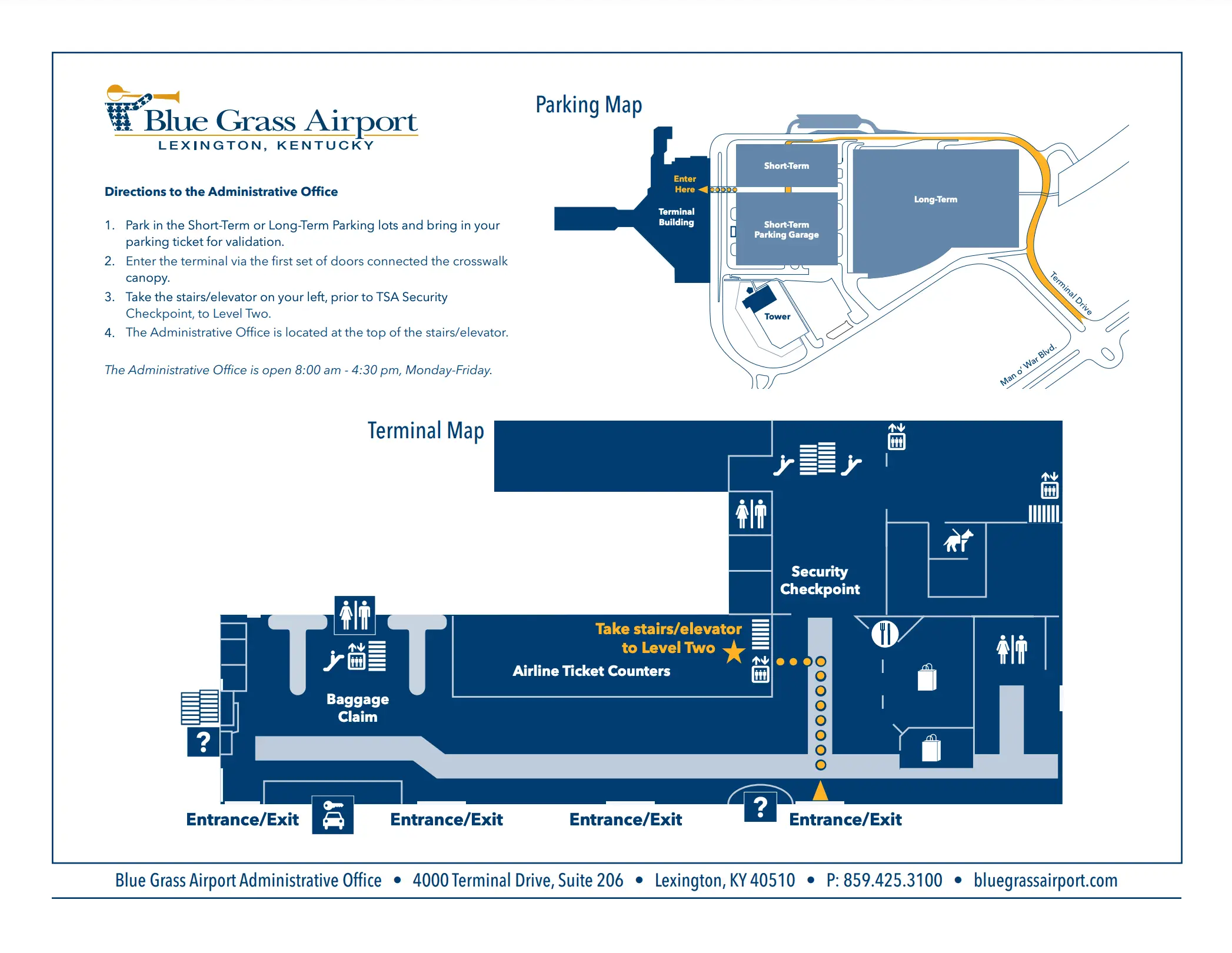 LEX Airport Terminal Parking Map 2024