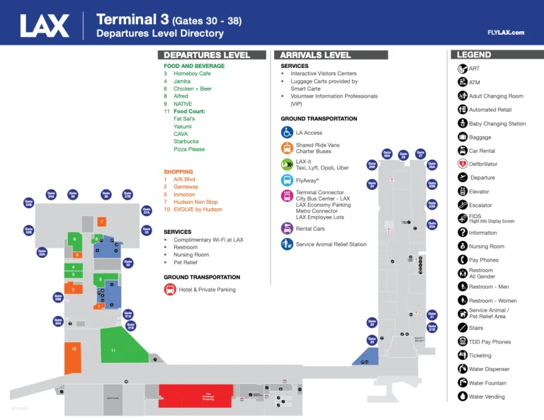 Los Angeles International Airport Terminal 3 Map 2025