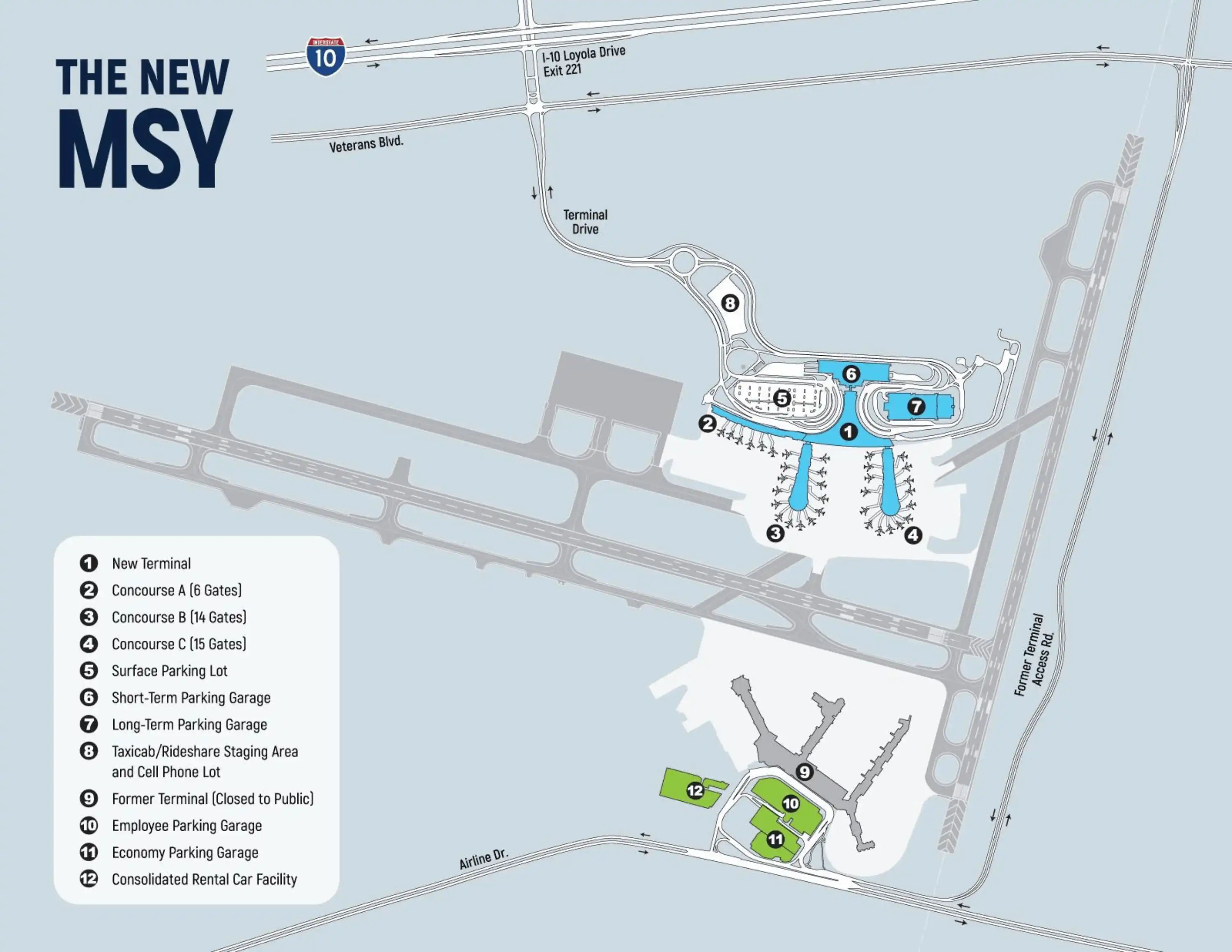 Louis Armstrong New Orleans International Airport Map 2025
